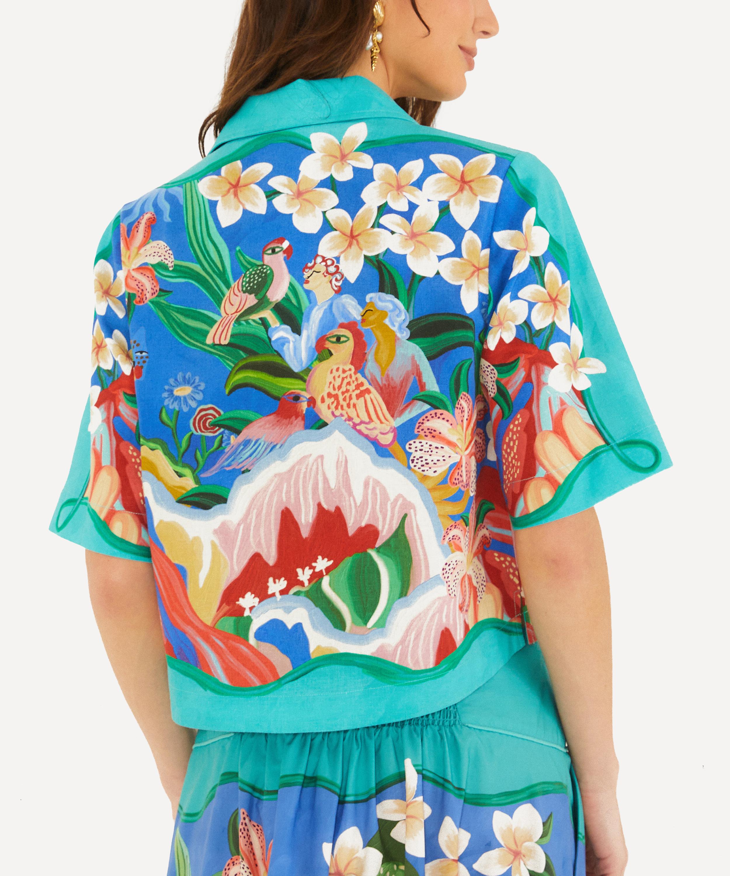 FARM Rio - Multicolor Garden Of Life Scarf Short-Sleeve Crop Shirt image number 2