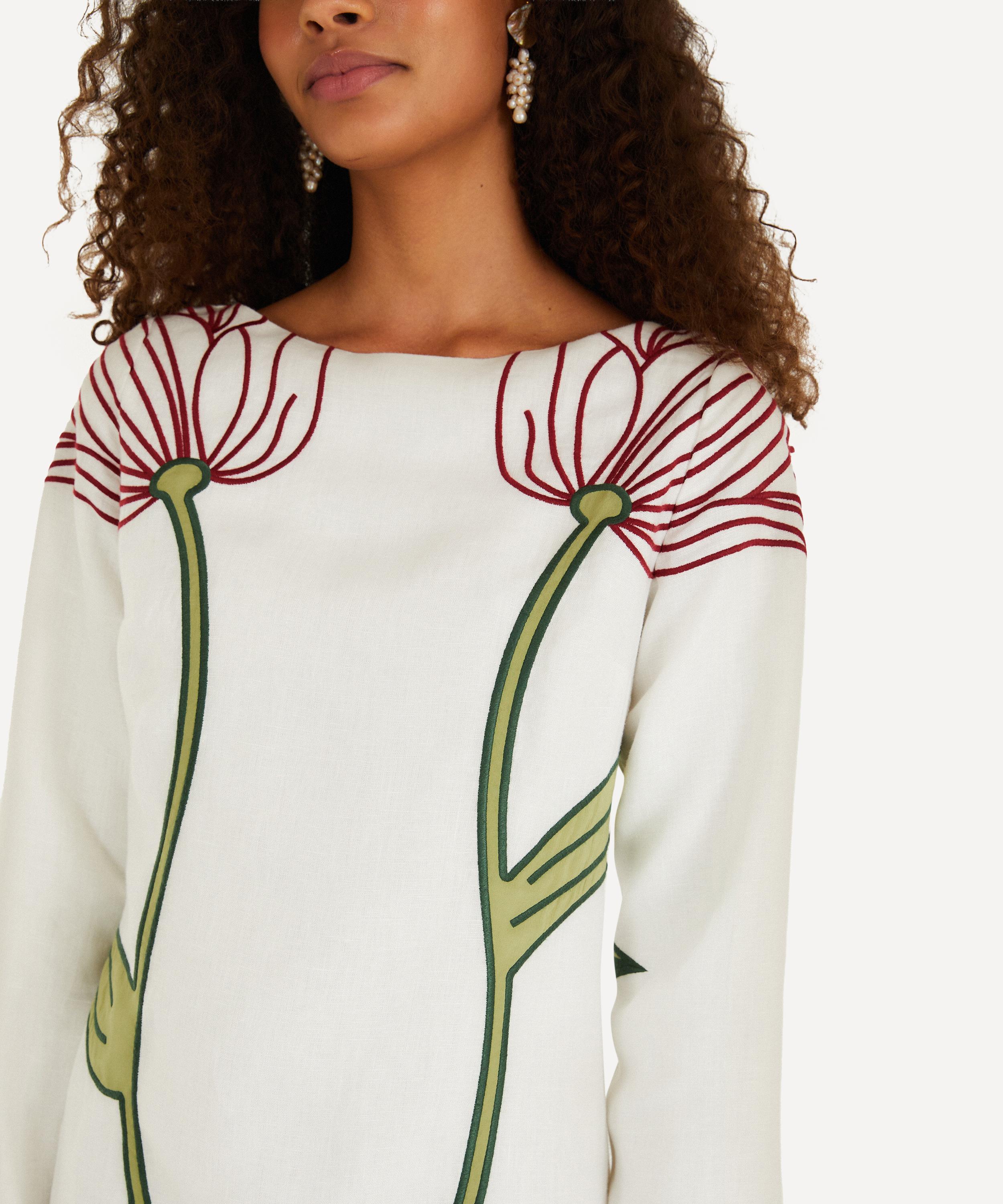 FARM Rio - Off‑White Flower Long-Sleeve Mini Dress image number 1