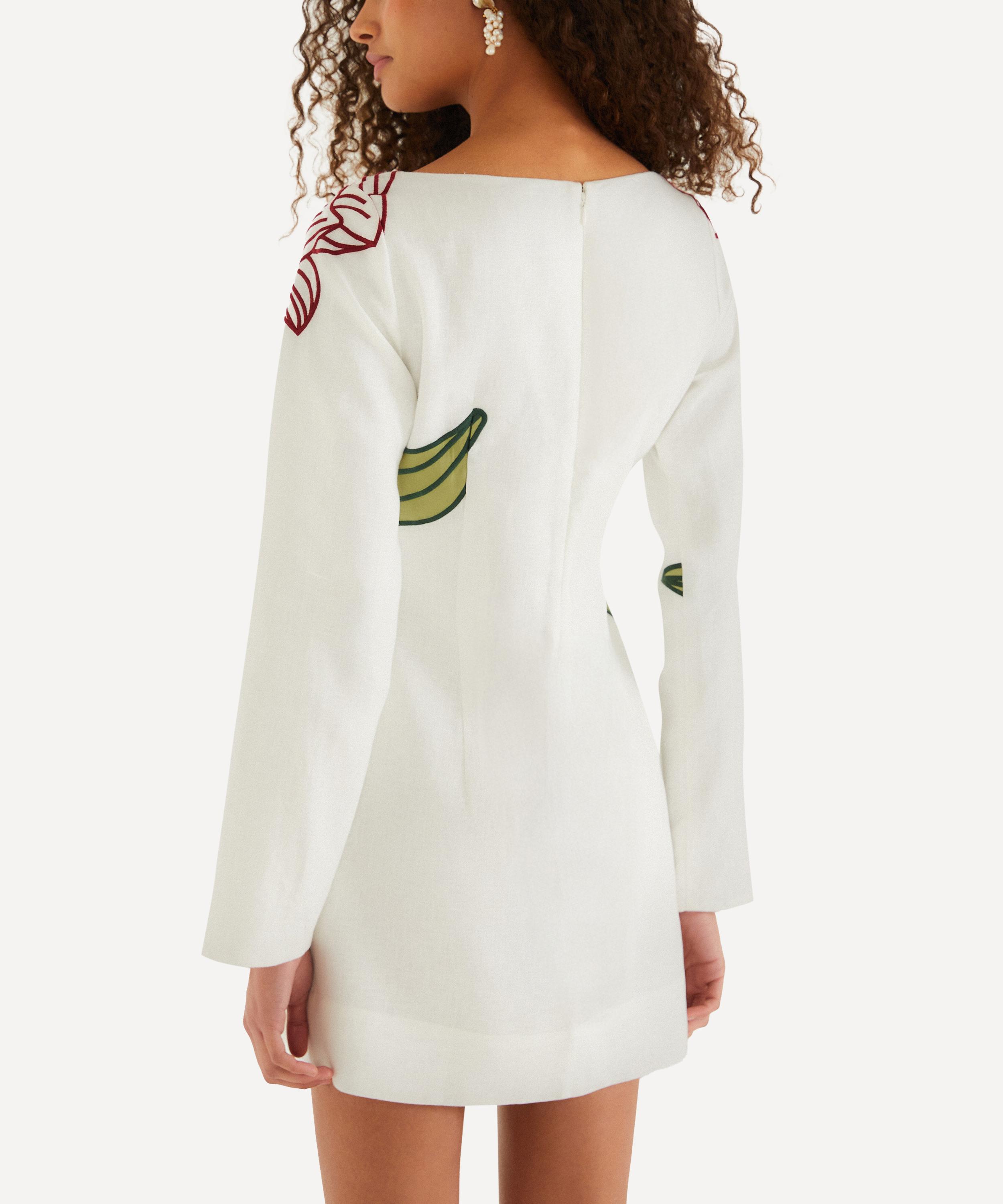 FARM Rio - Off‑White Flower Long-Sleeve Mini Dress image number 2