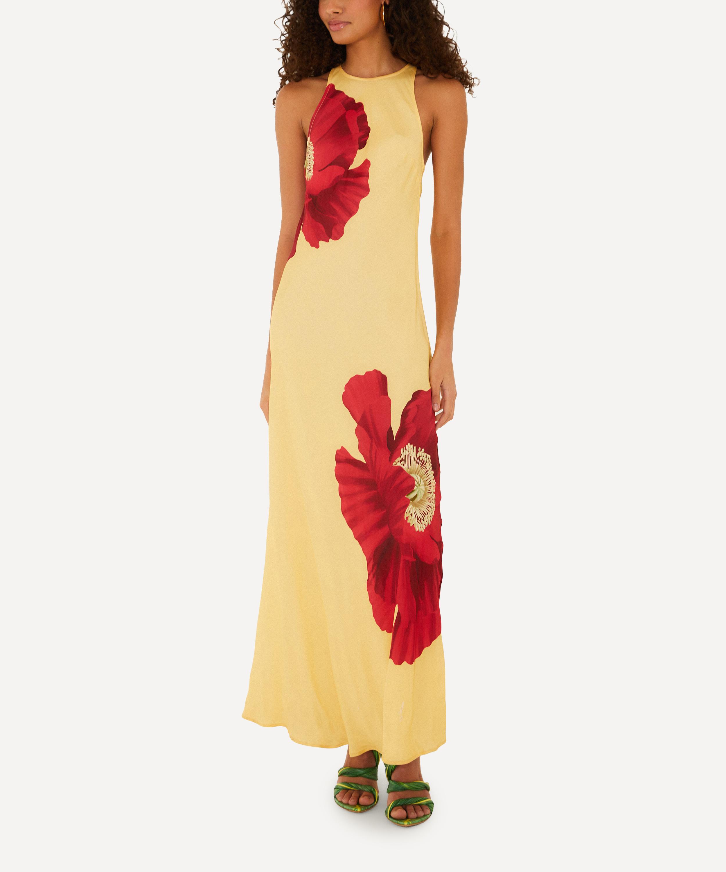FARM Rio - Light Yellow Poppy Flowers Maxi Dress
