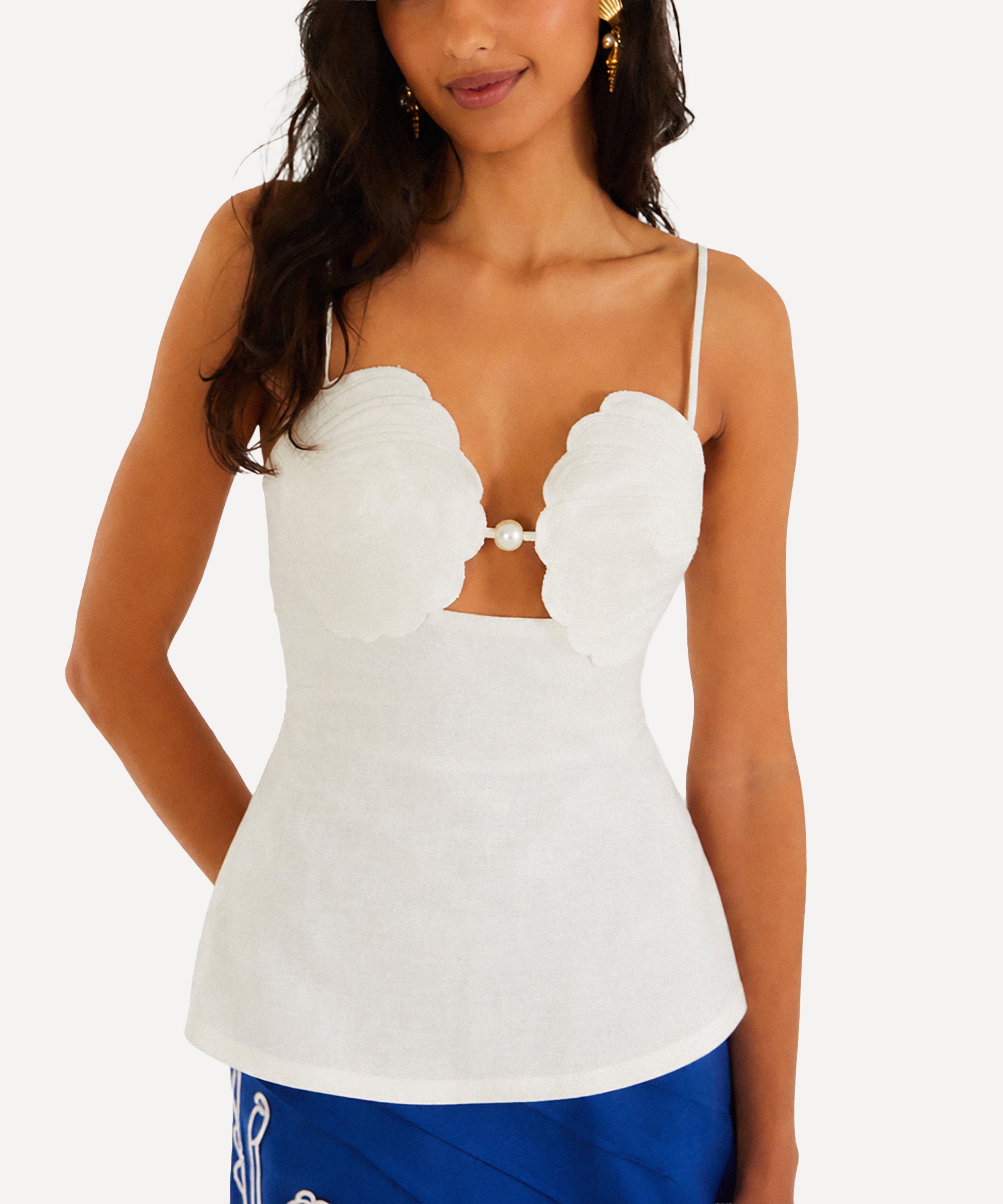FARM Rio - Off-White 3D Shell Peplum Blouse