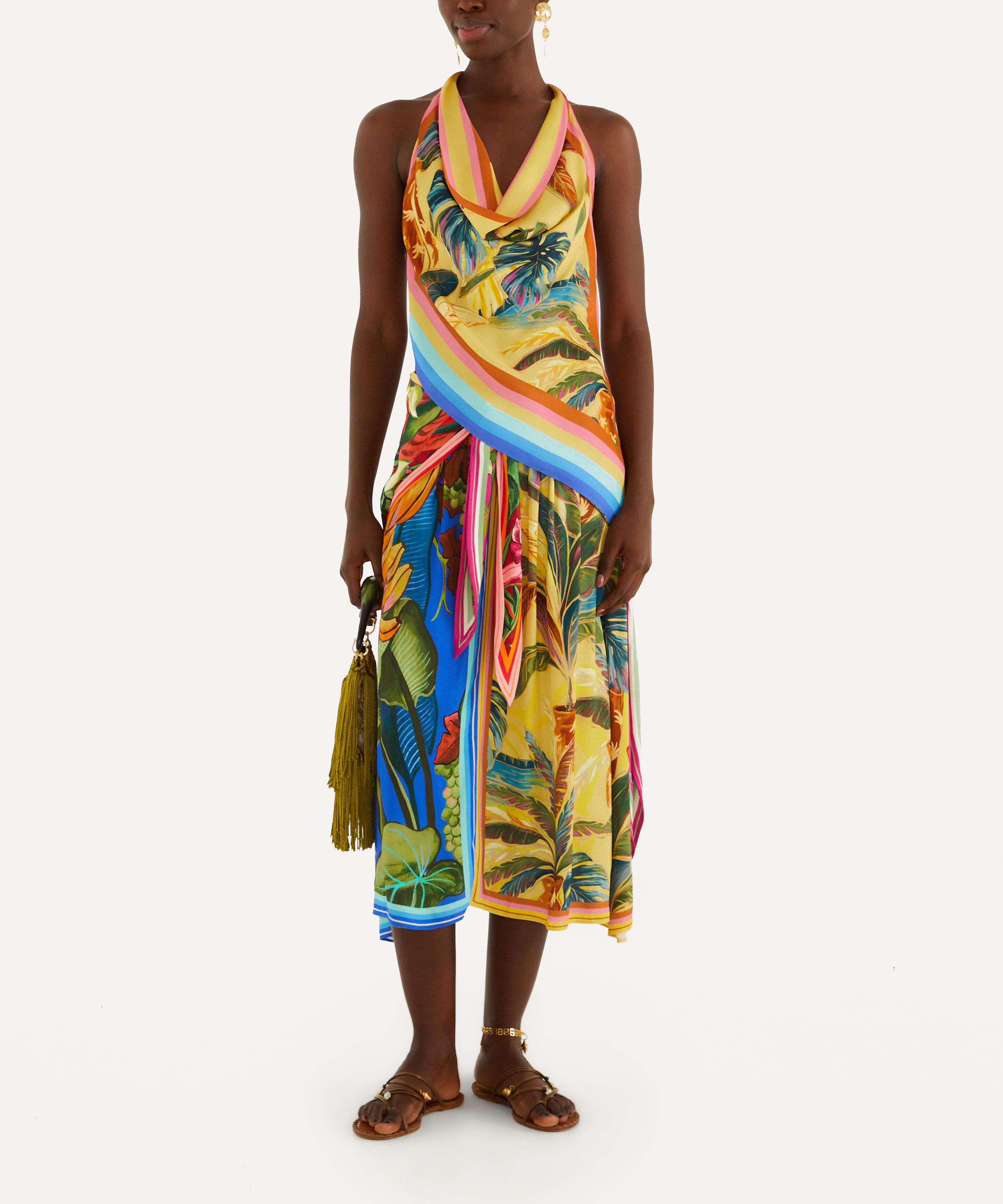 FARM Rio - Multicolour Rainbow Summer Mixed Scarves Midi Skirt image number 0