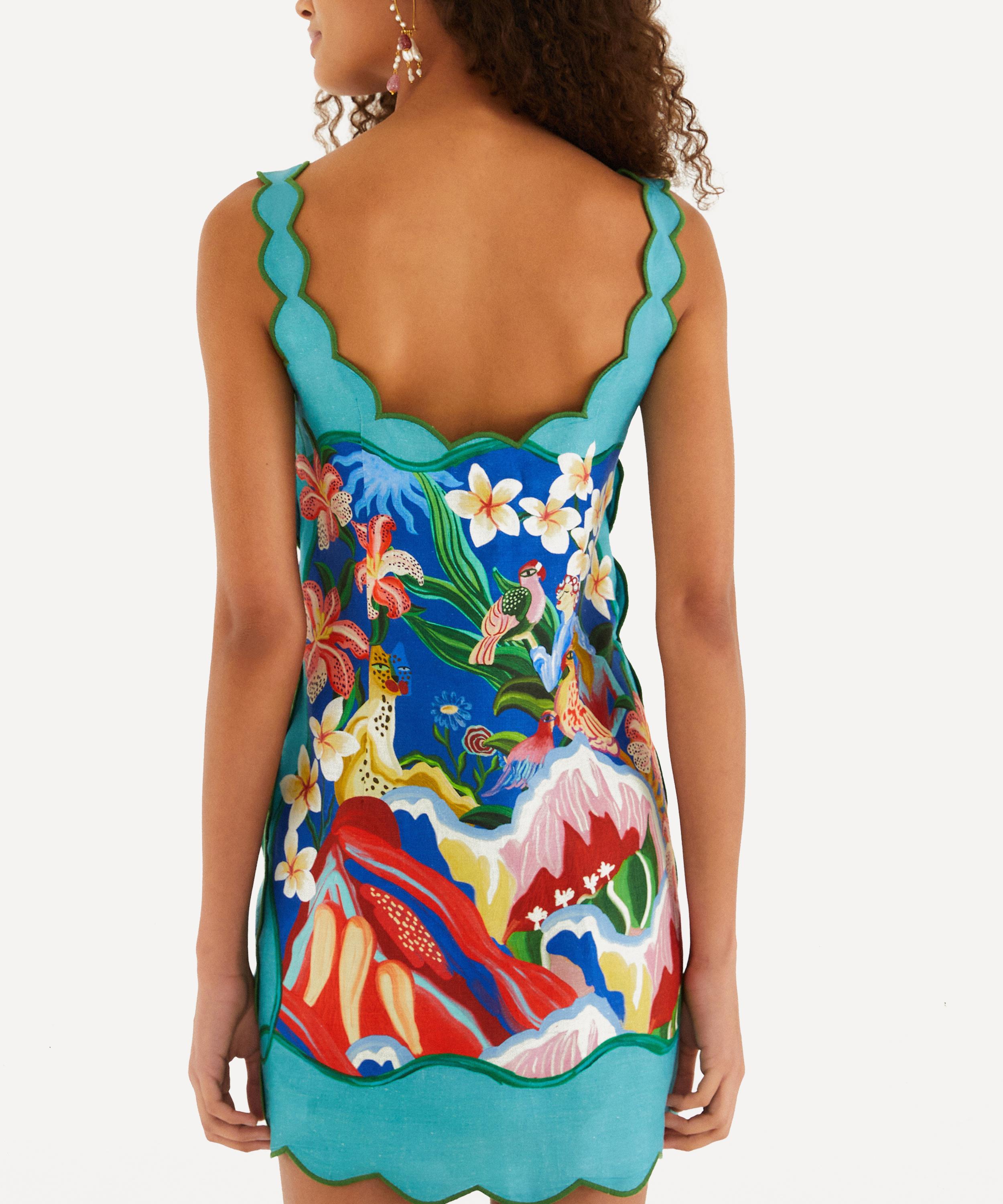 FARM Rio - Multicolour Garden of Life Scarf Scallop Mini Dress image number 2
