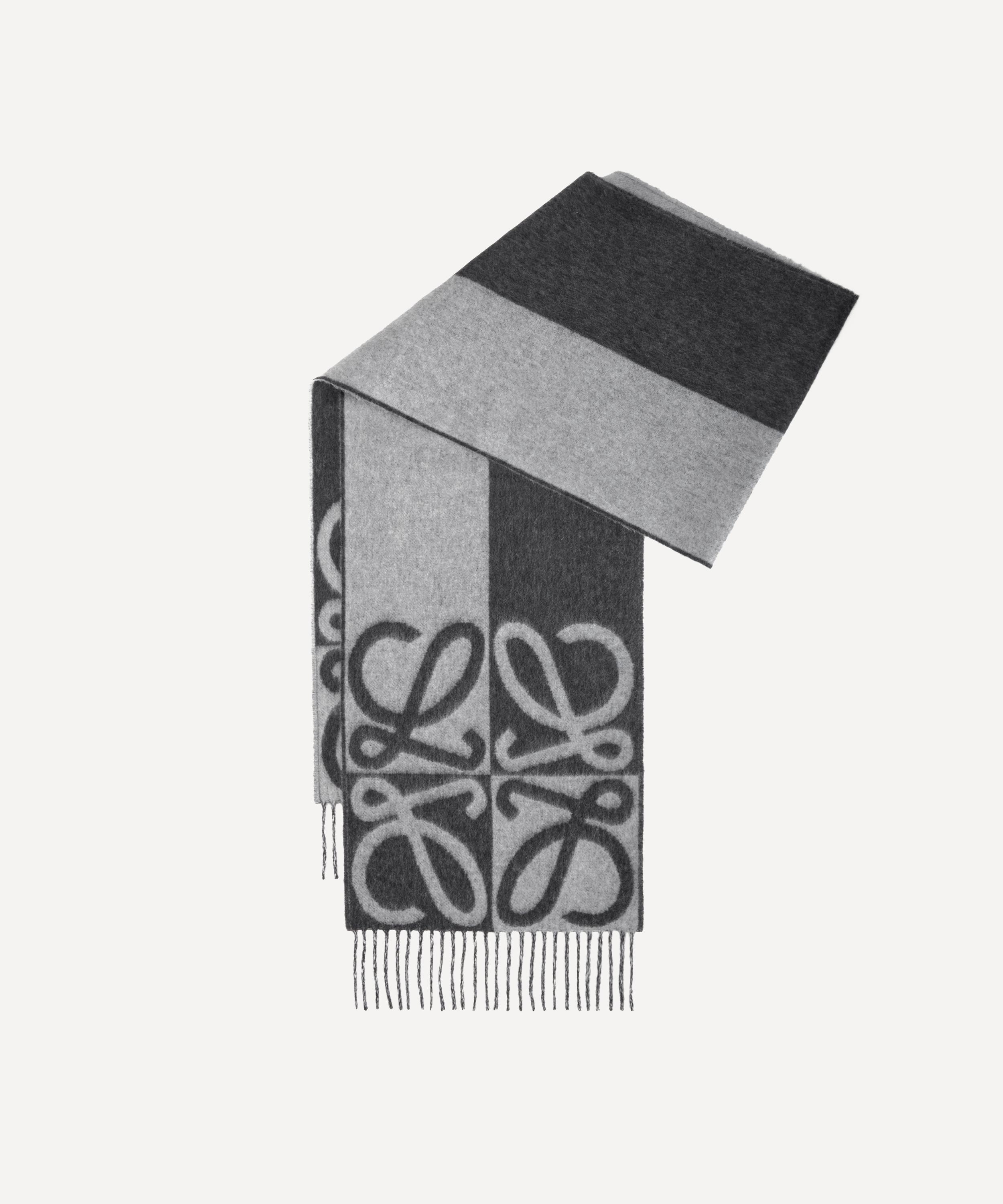 Loewe - Two Tone Grey Anagram Wool-Blend Scarf image number 0