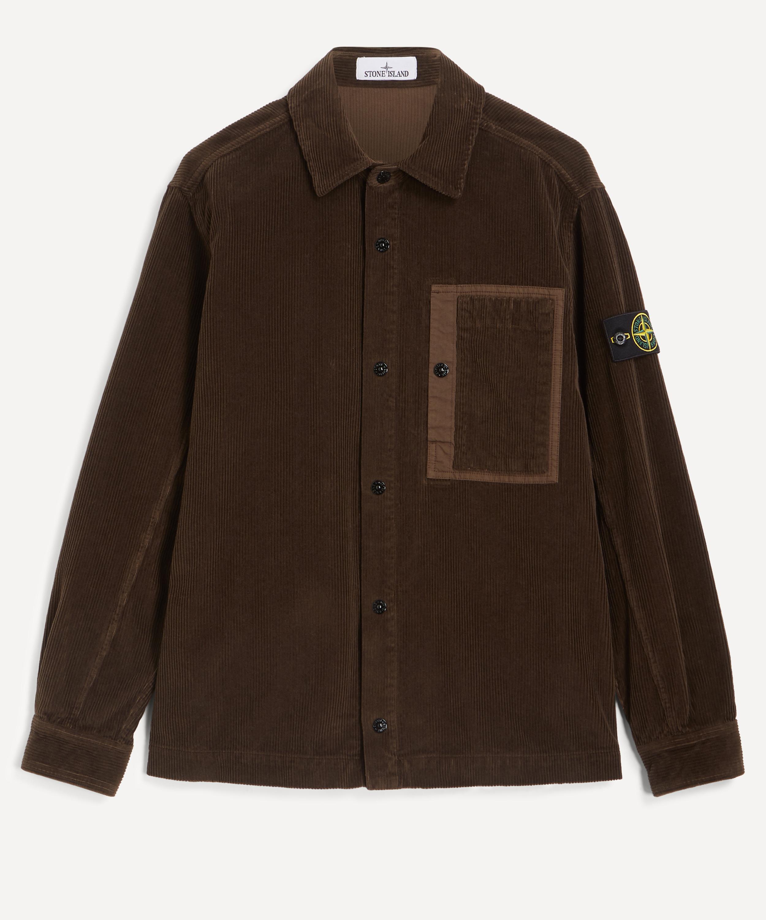 Stone Island - Organic Cotton Corduroy Overshirt in Coal Grey image number 0