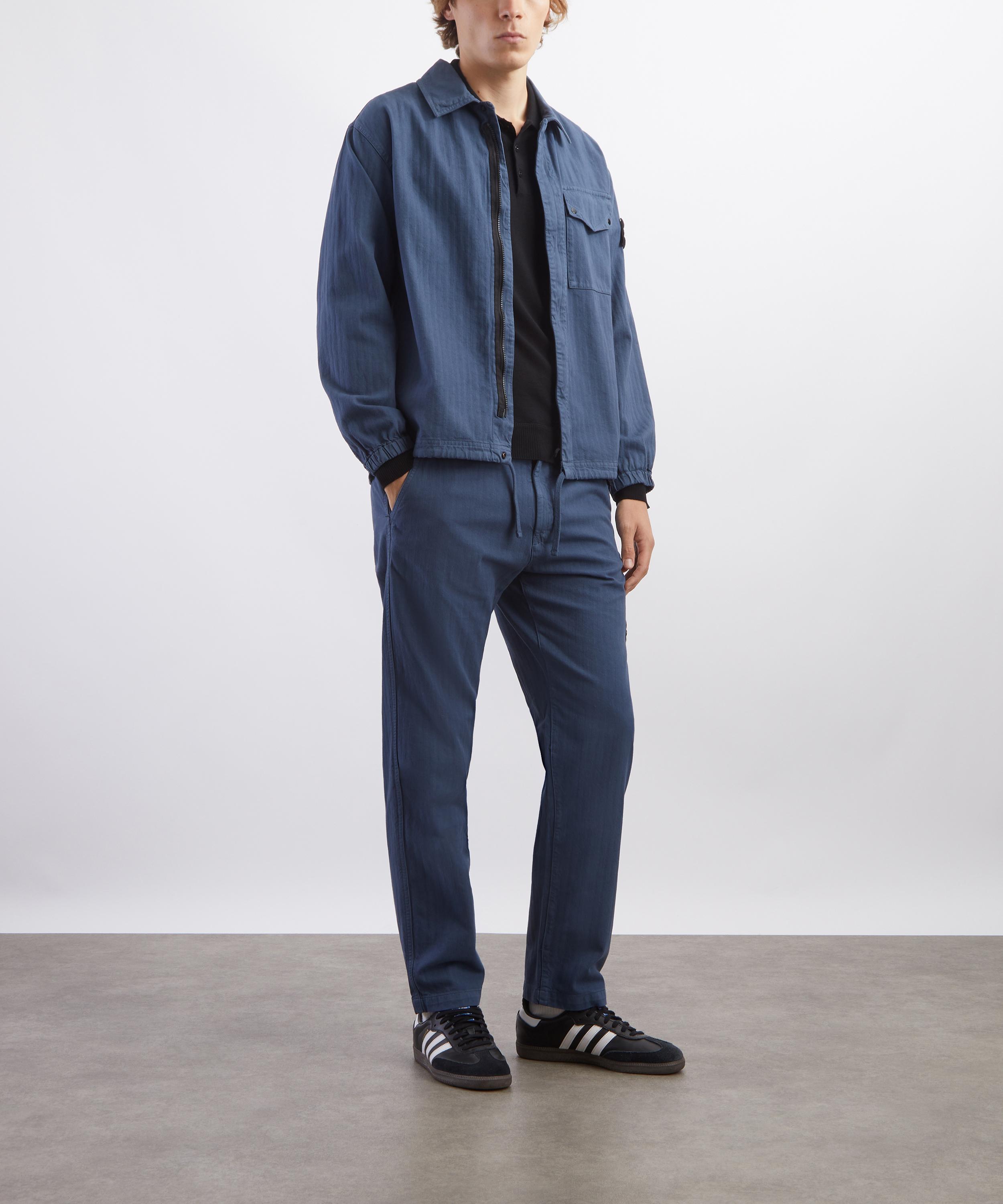 Stone Island - Cotton Herringbone Zip-Up Overshirt in Slate Blue image number 1