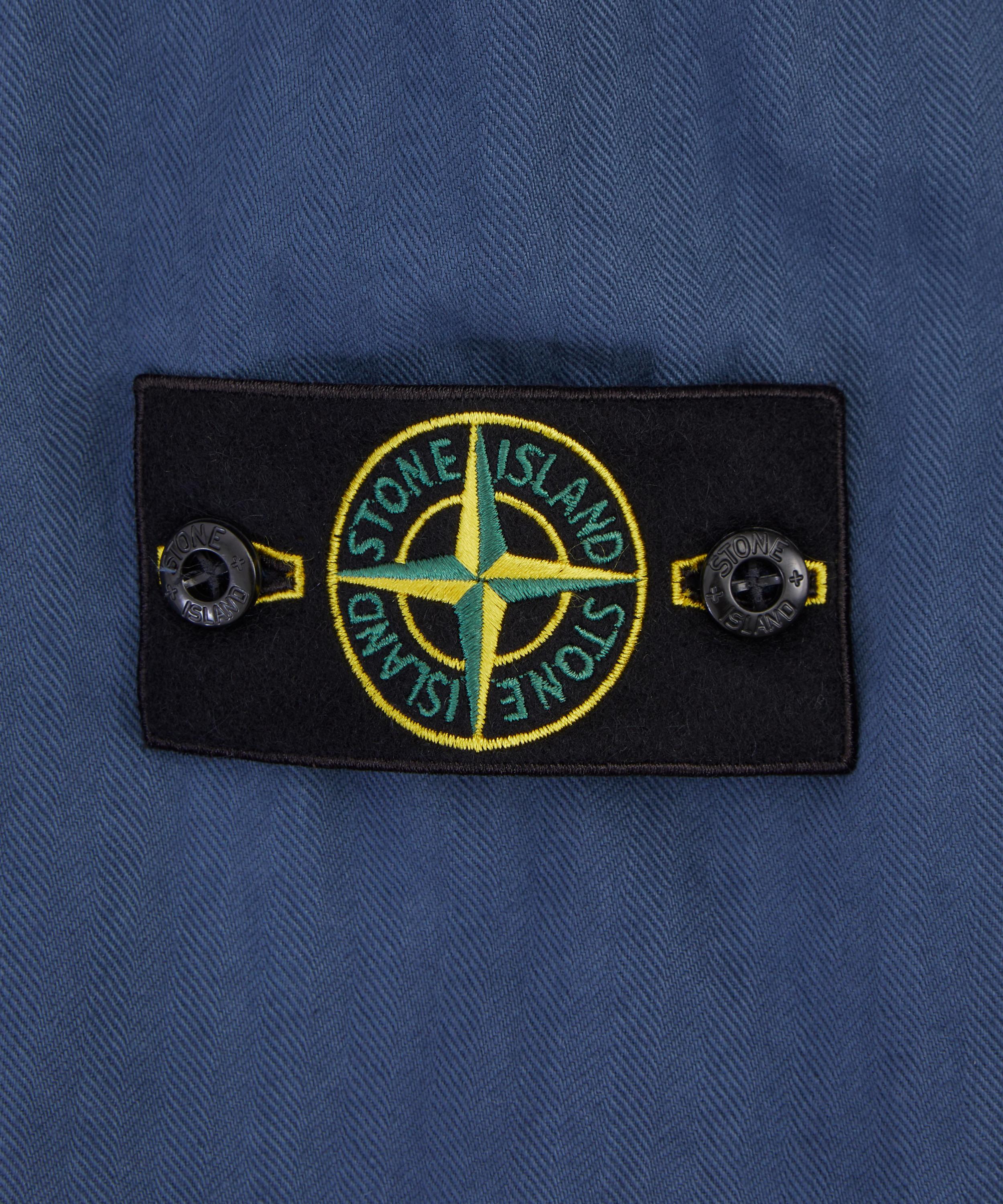 Stone Island - Cotton Herringbone Zip-Up Overshirt in Slate Blue image number 4