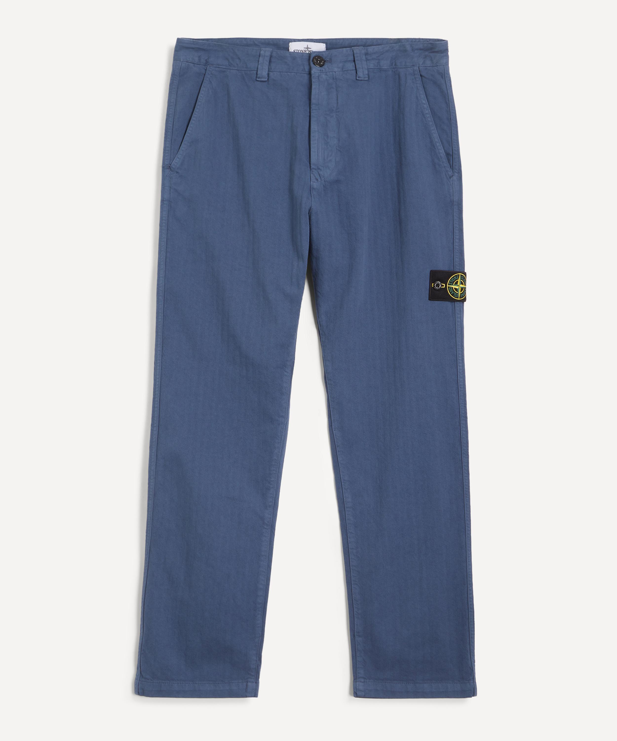 Stone Island - Cotton Herringbone Chinos in Slate Blue image number 0