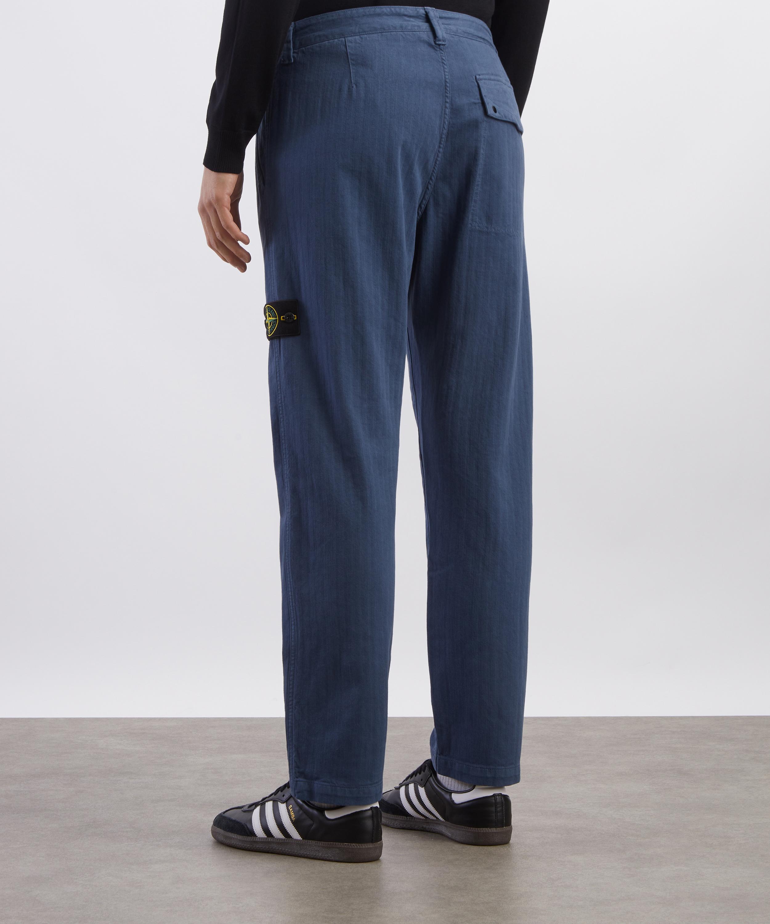 Stone Island - Cotton Herringbone Chinos in Slate Blue image number 3