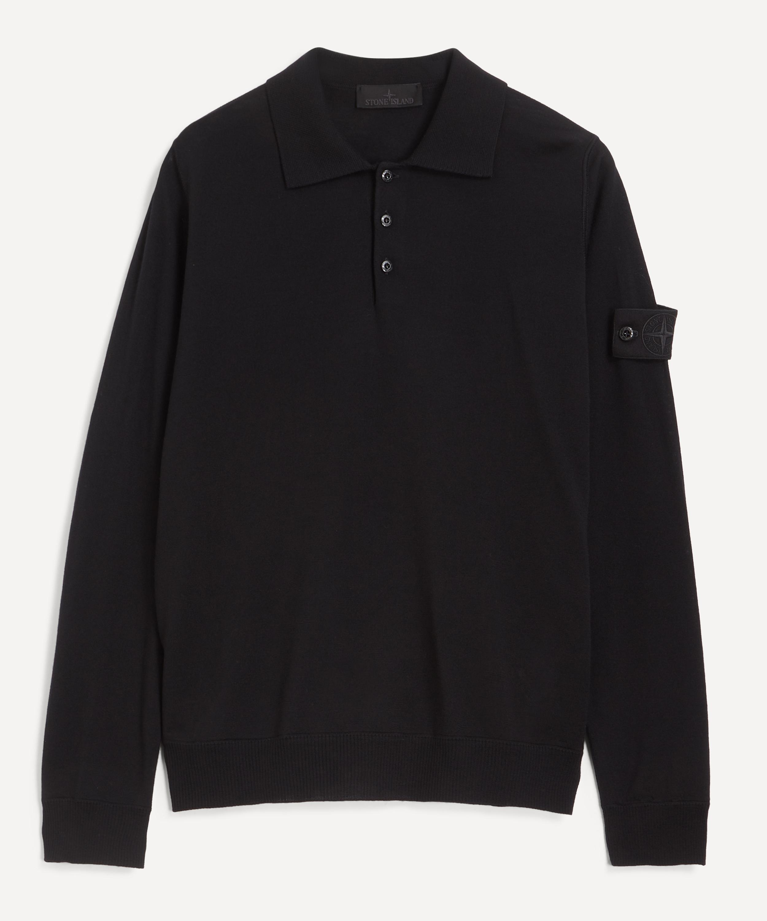 Stone Island - Light Wool Polo Jumper in Black image number 0