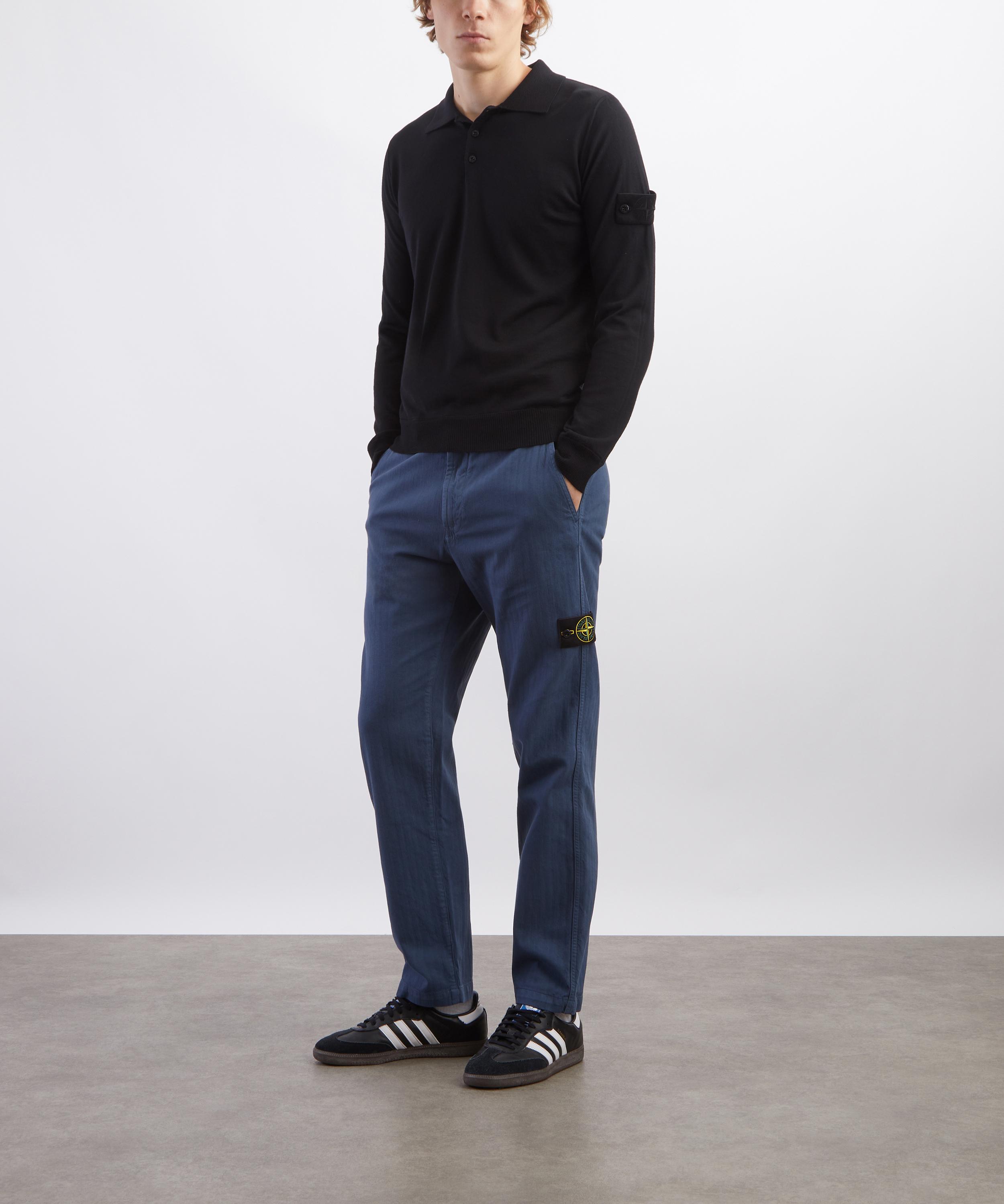 Stone Island - Light Wool Polo Jumper in Black image number 1