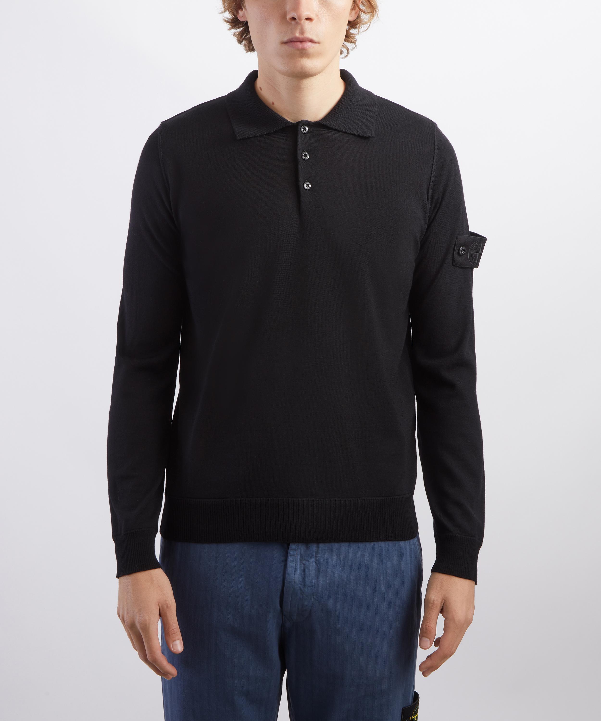 Stone Island - Light Wool Polo Jumper in Black image number 2