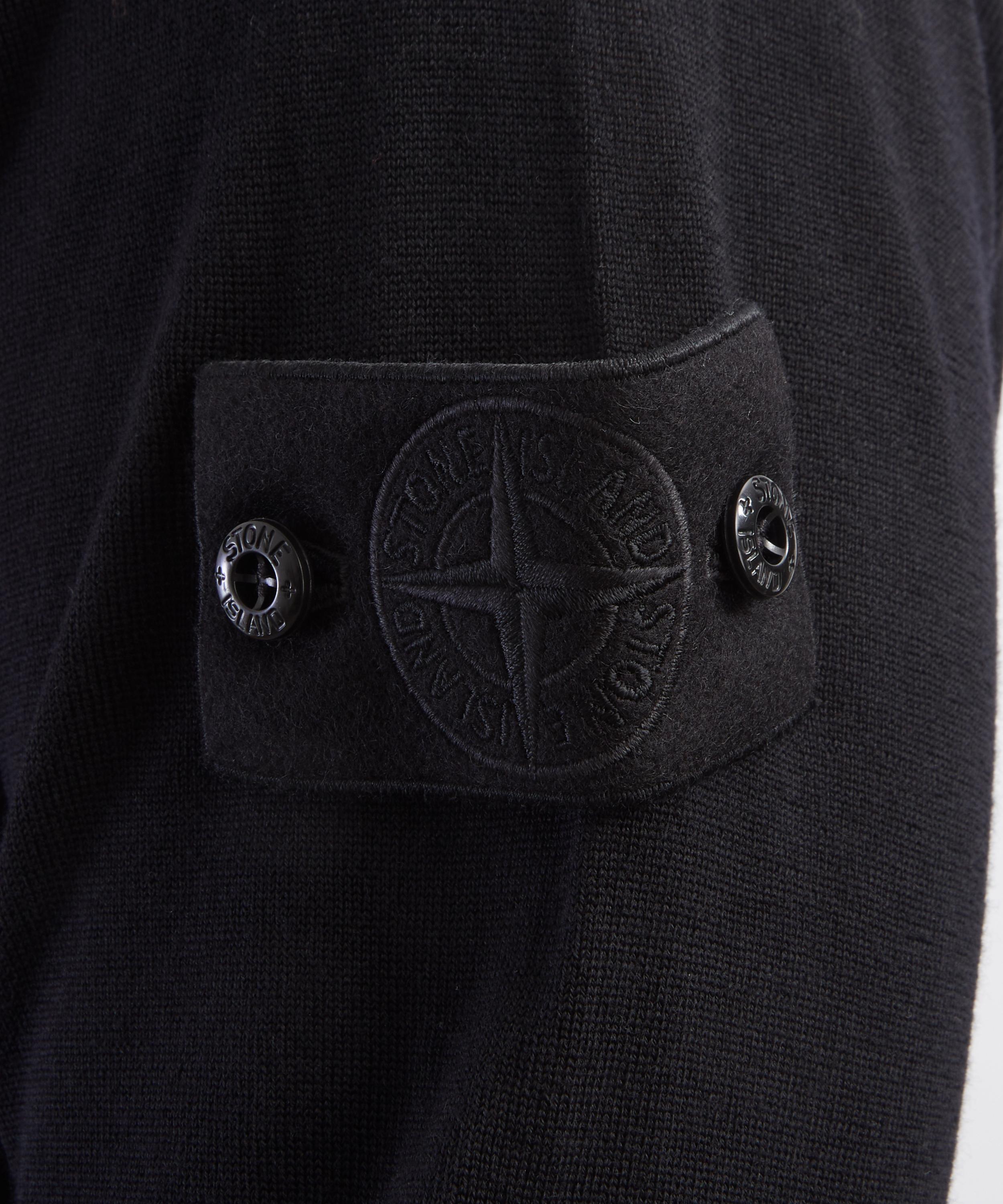 Stone Island - Light Wool Polo Jumper in Black image number 4