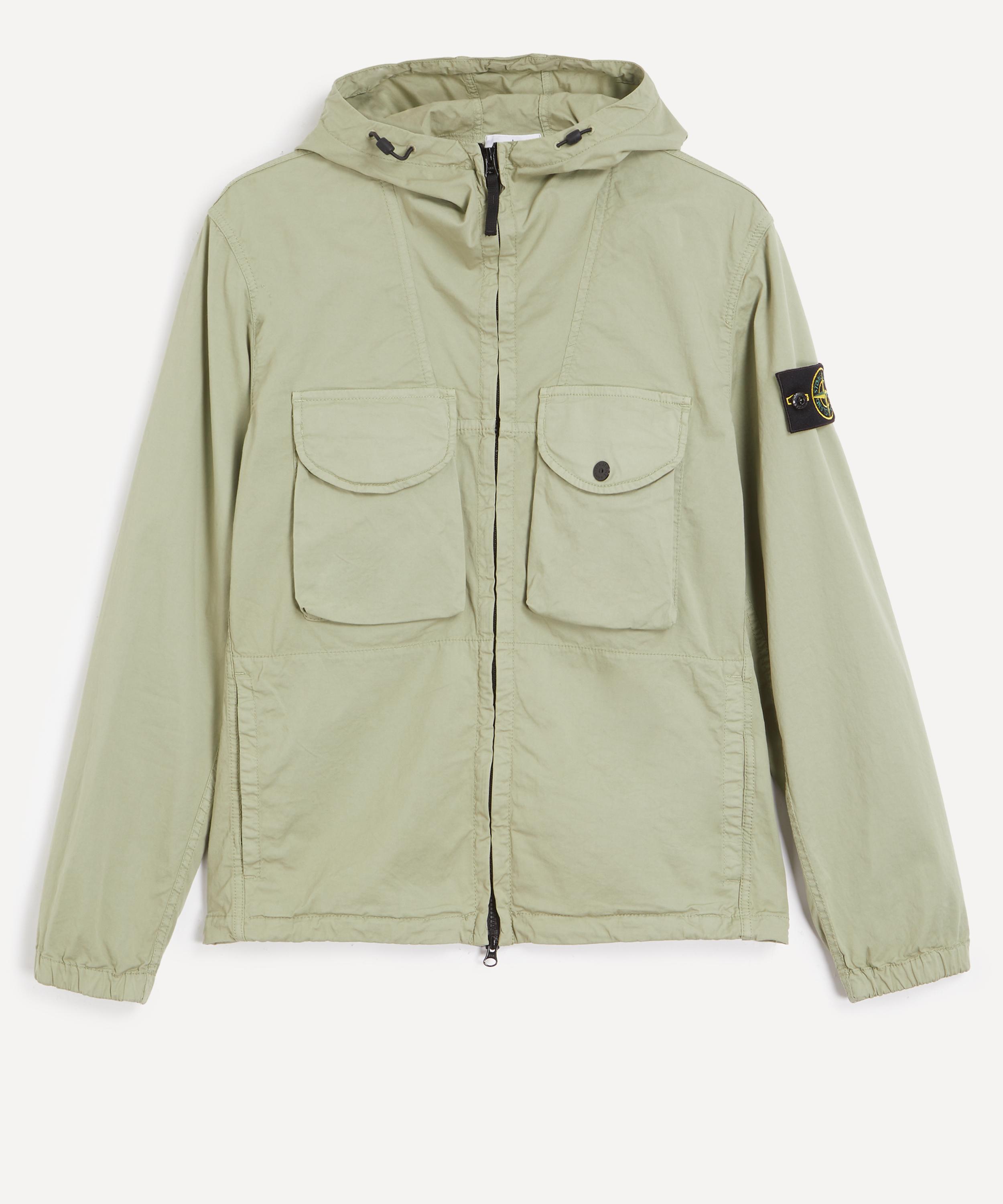 Stone Island - Stretch Cotton Twill Hooded Overshirt in Laurel Green image number 0