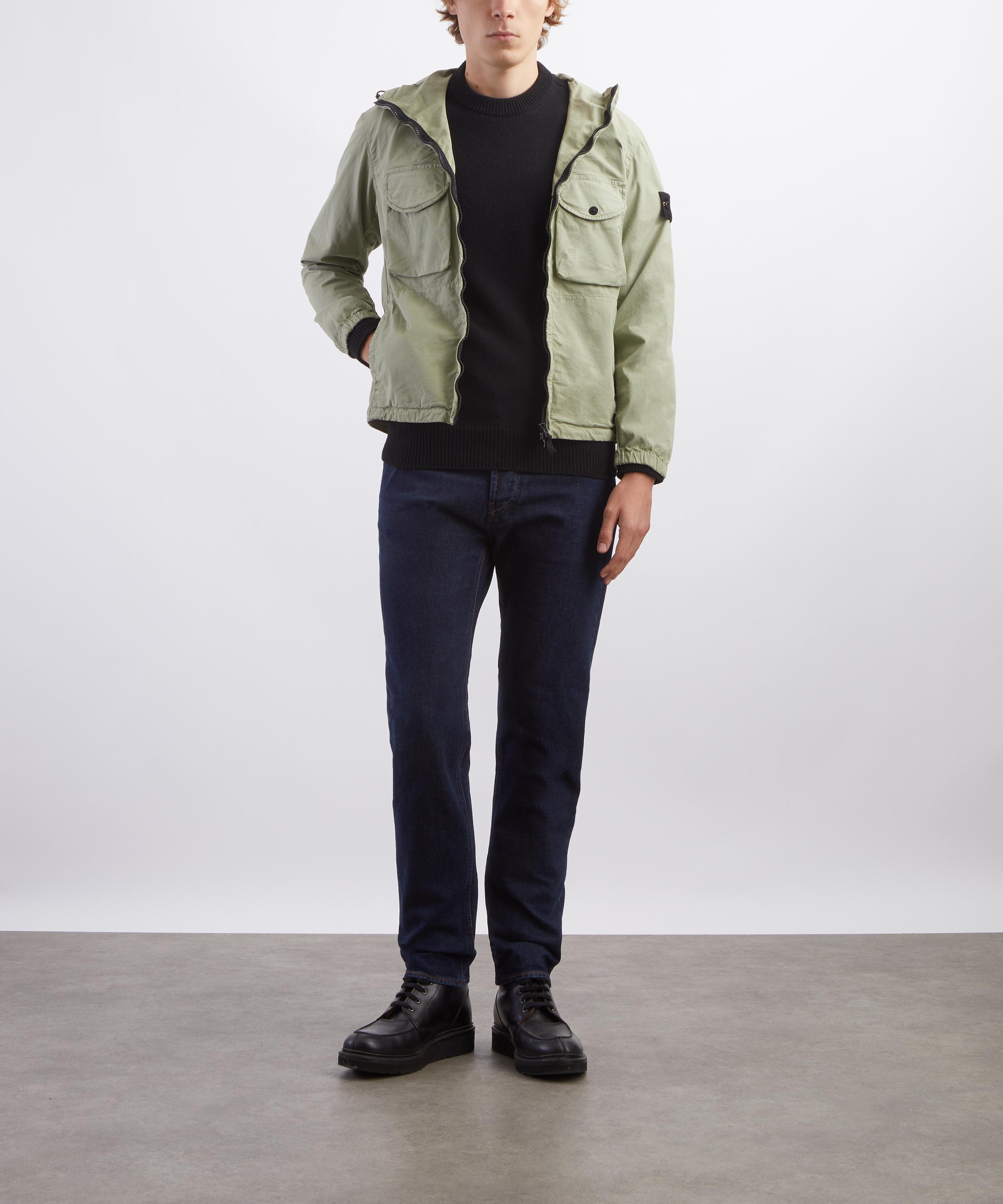 Stone Island - Stretch Cotton Twill Hooded Overshirt in Laurel Green image number 1