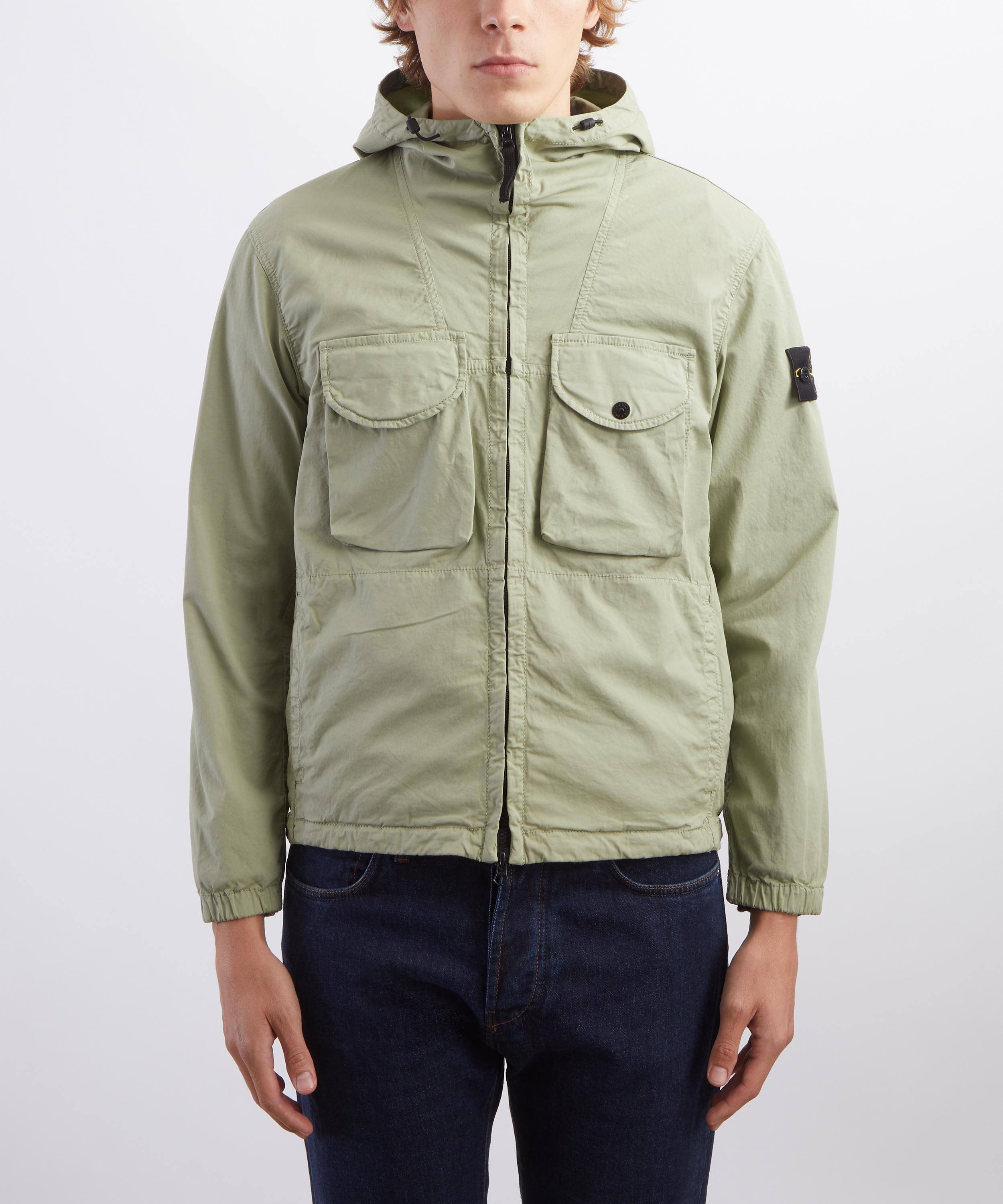 Stone Island - Stretch Cotton Twill Hooded Overshirt in Laurel Green image number 2