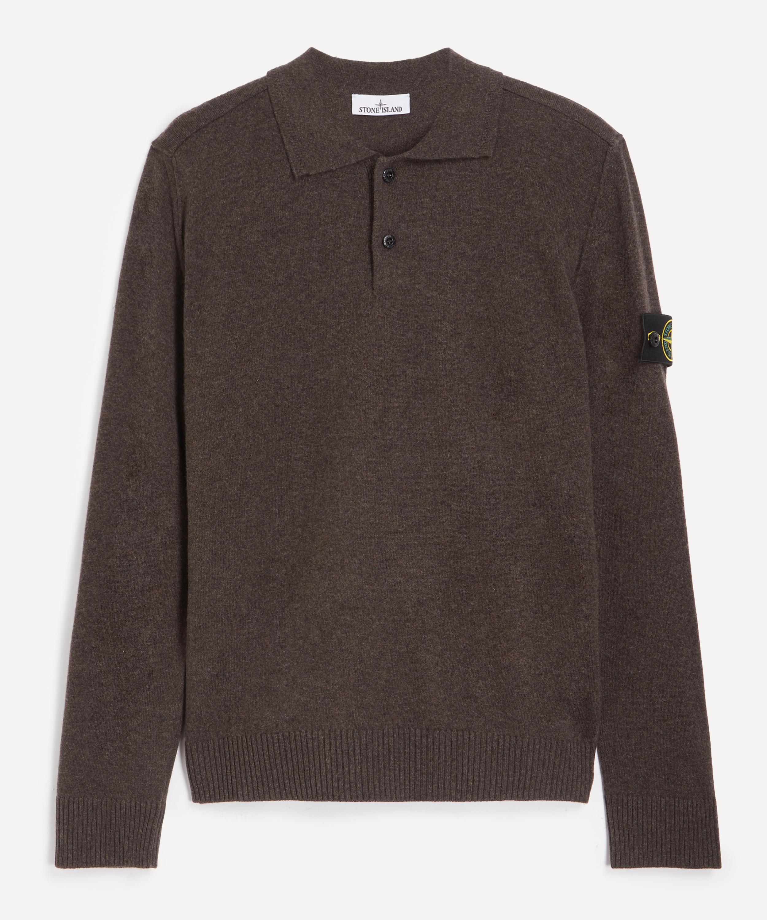 Stone Island - Light Geelong Wool Polo Jumper in Melange Lead image number 0