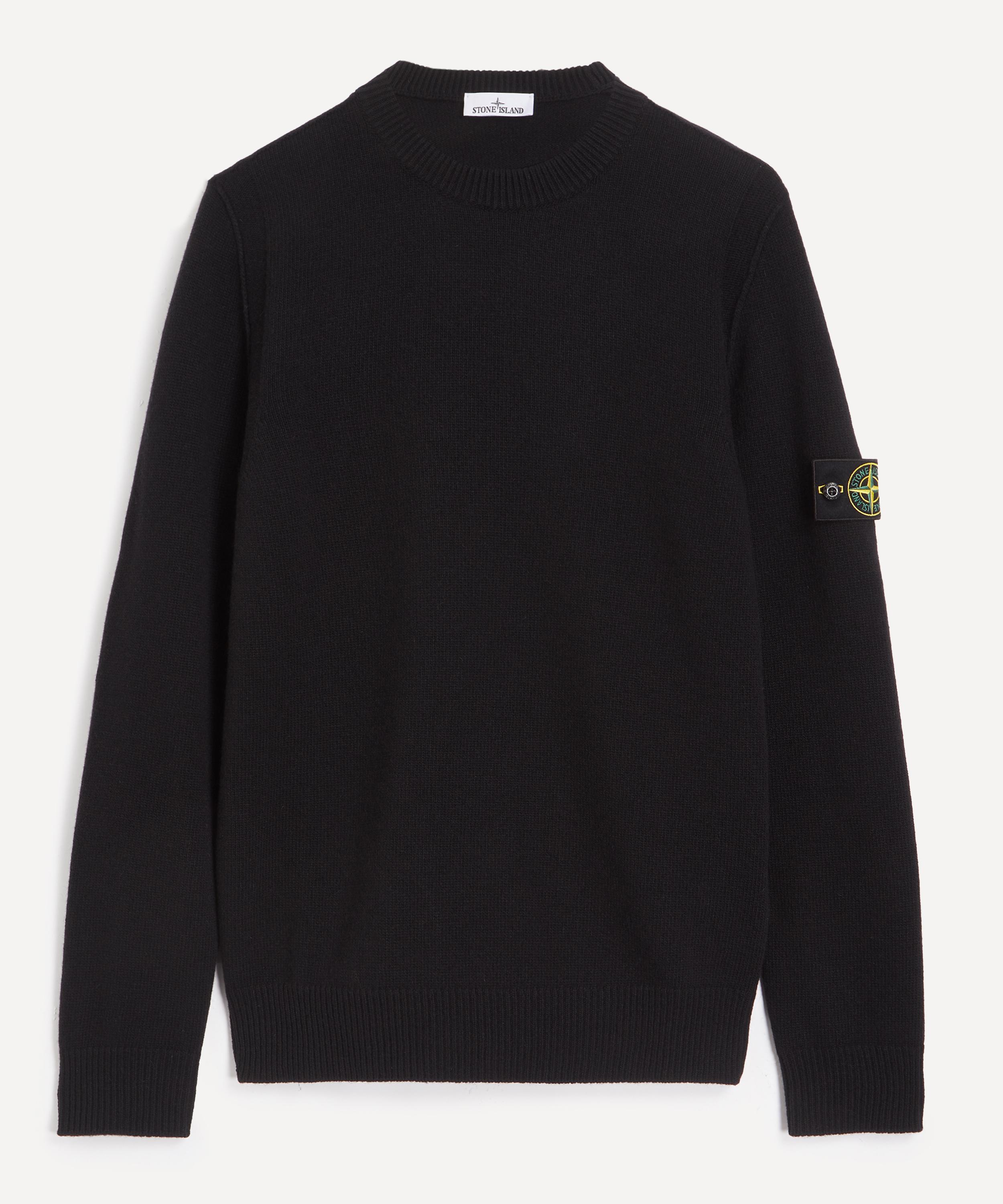 Stone Island - Lambswool Crew-Neck Jumper in Black image number 0