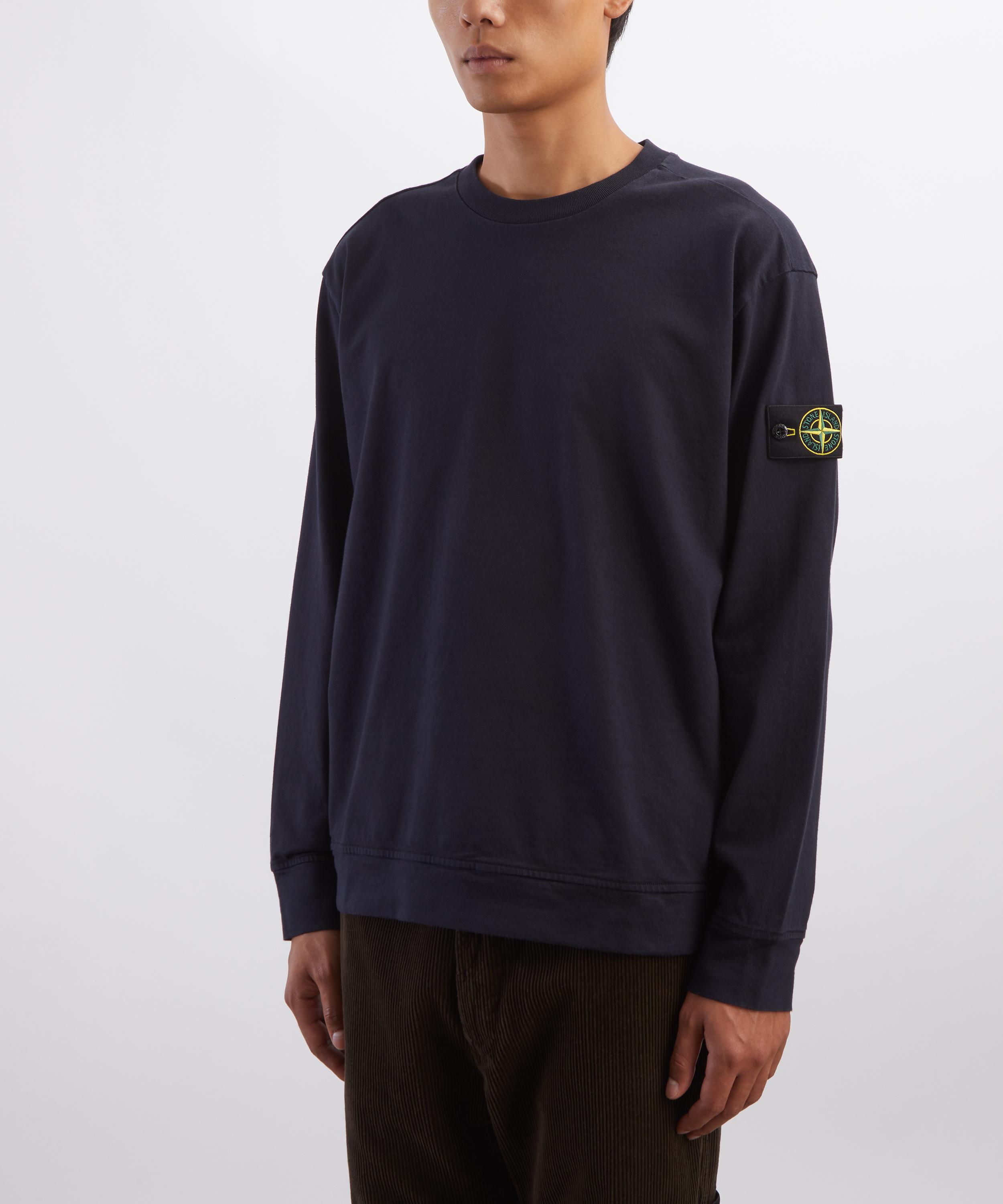 Stone Island - Navy Blue Heavy Cotton Jersey Sweatshirt image number 2