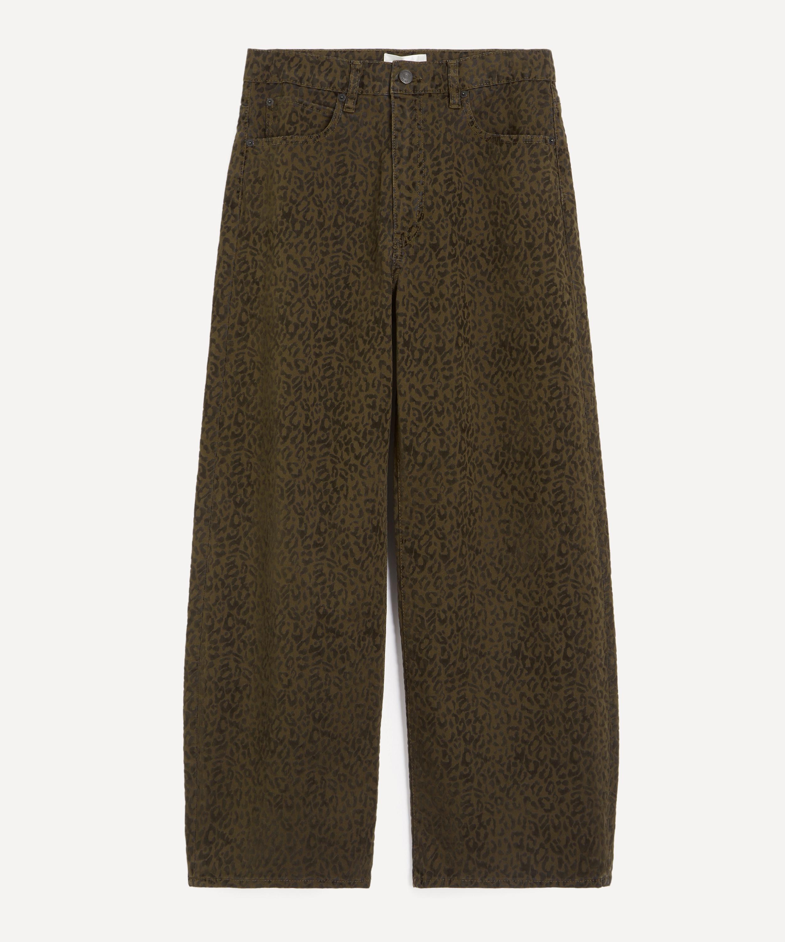 Frame - Bow Crop Animal-Print Denim Jeans