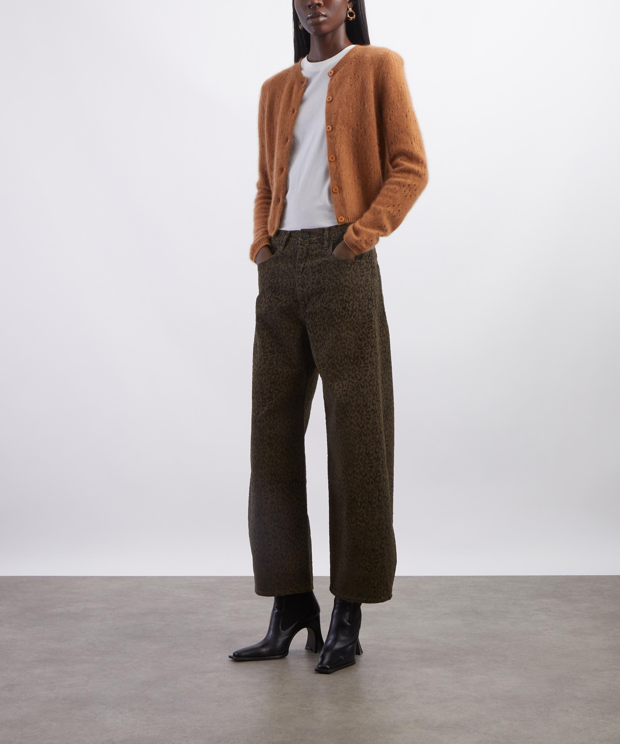 Frame - Bow Crop Animal-Print Denim Jeans image number 1