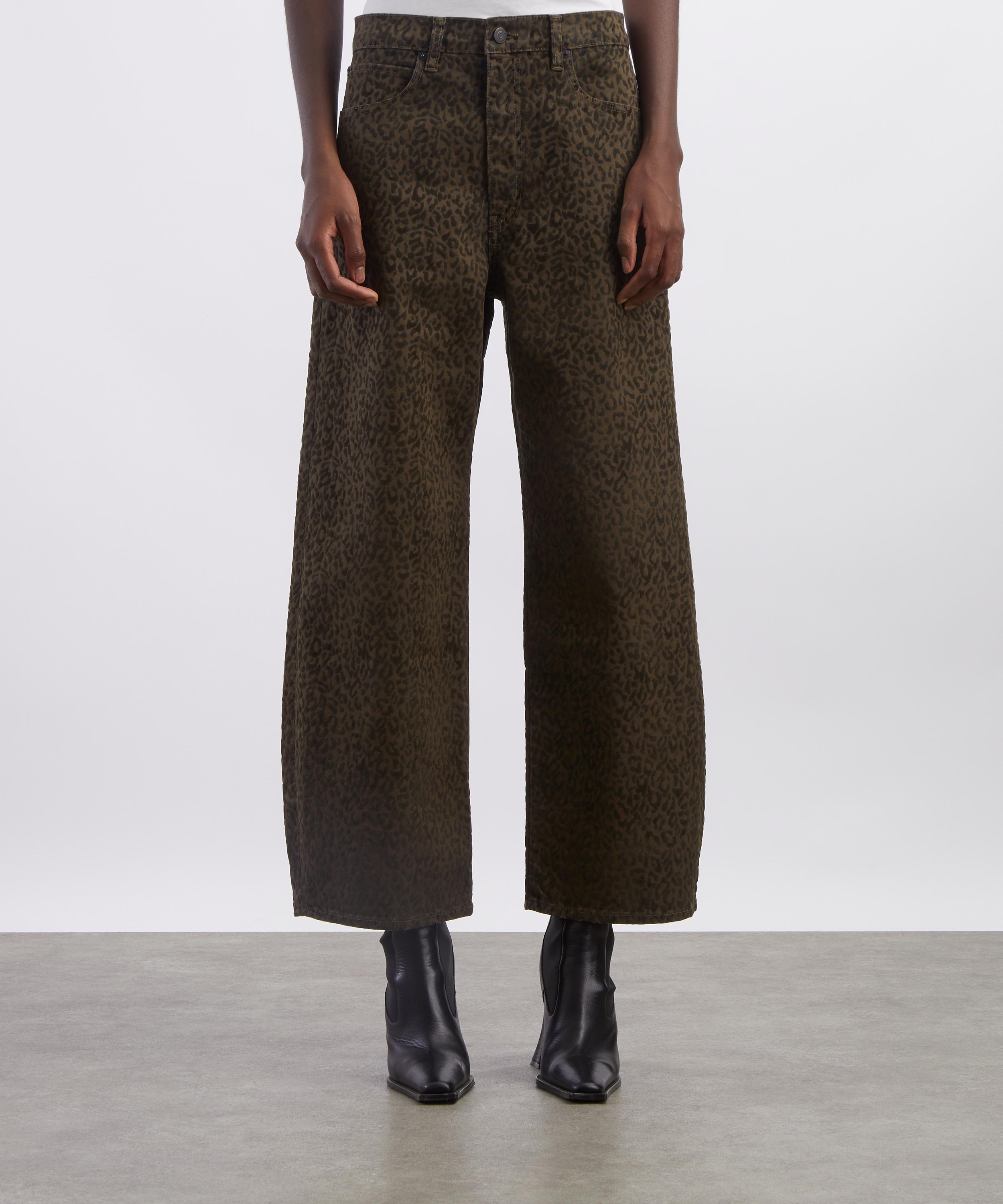 Frame - Bow Crop Animal-Print Denim Jeans image number 2