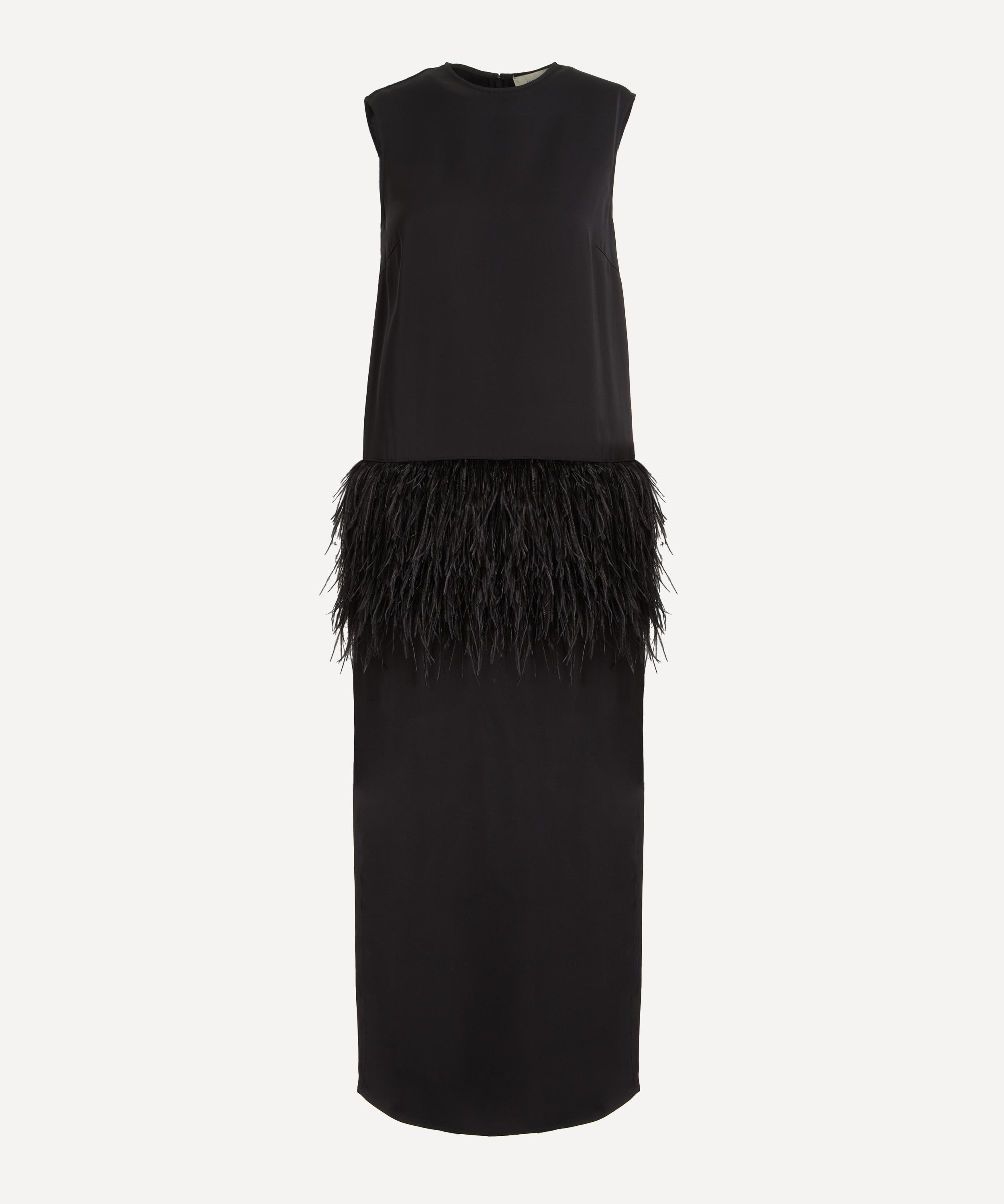 LOULOU DE SAISON - Sonia Ostrich Feather Maxi Dress image number 0