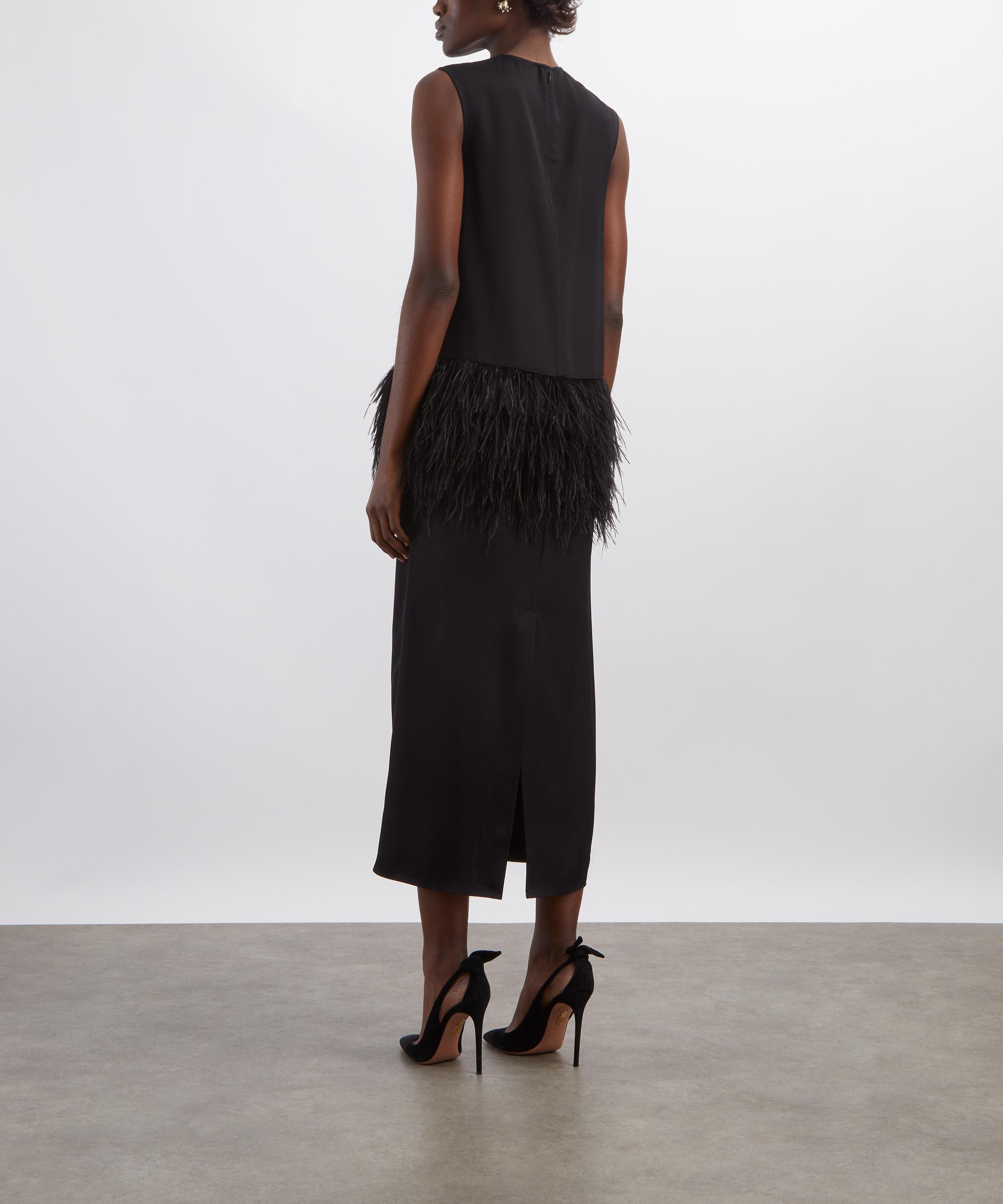 LOULOU DE SAISON - Sonia Ostrich Feather Maxi Dress image number 3