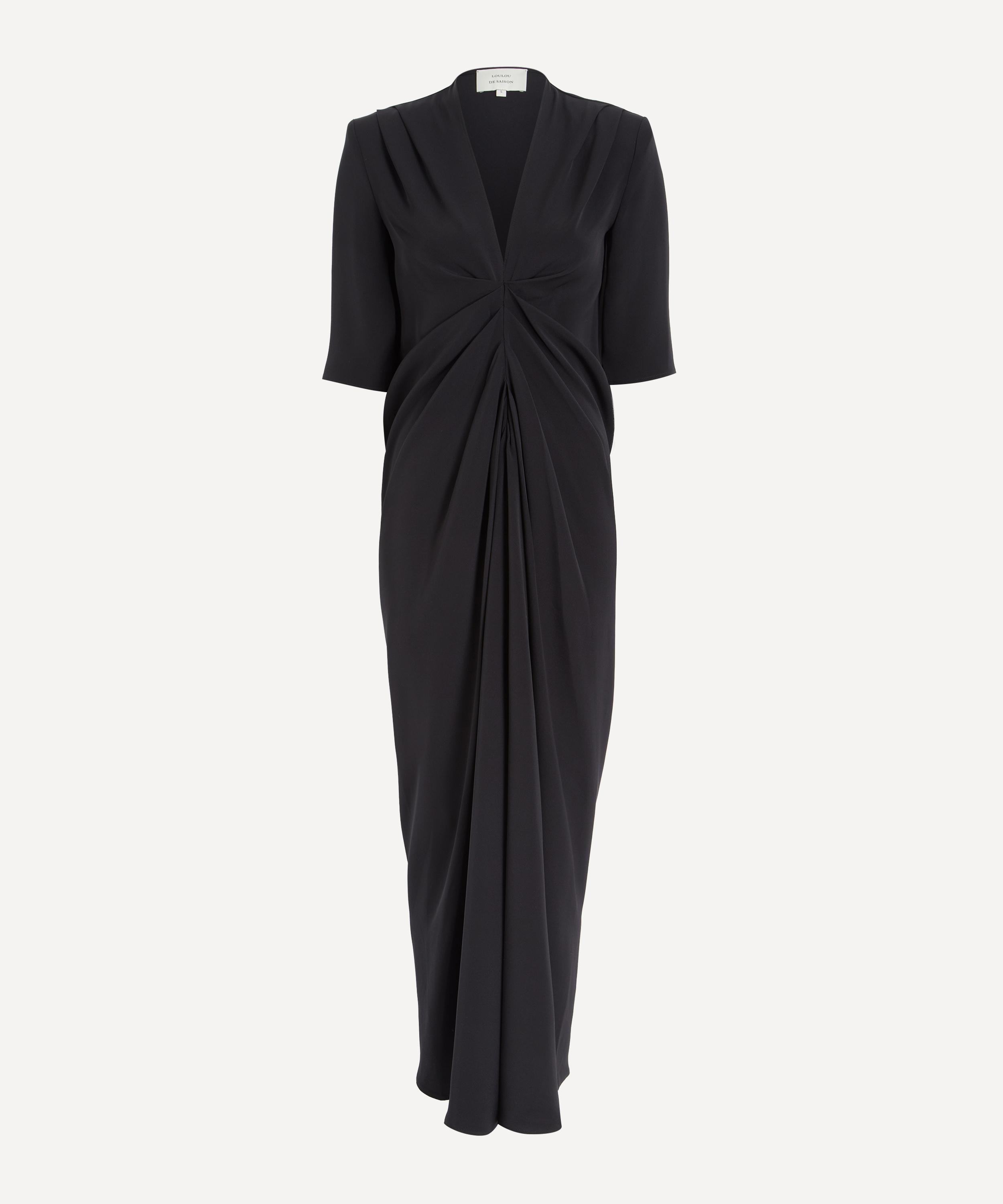 LOULOU DE SAISON - Willa Gathered Crepe de Chine Midi Dress image number 0