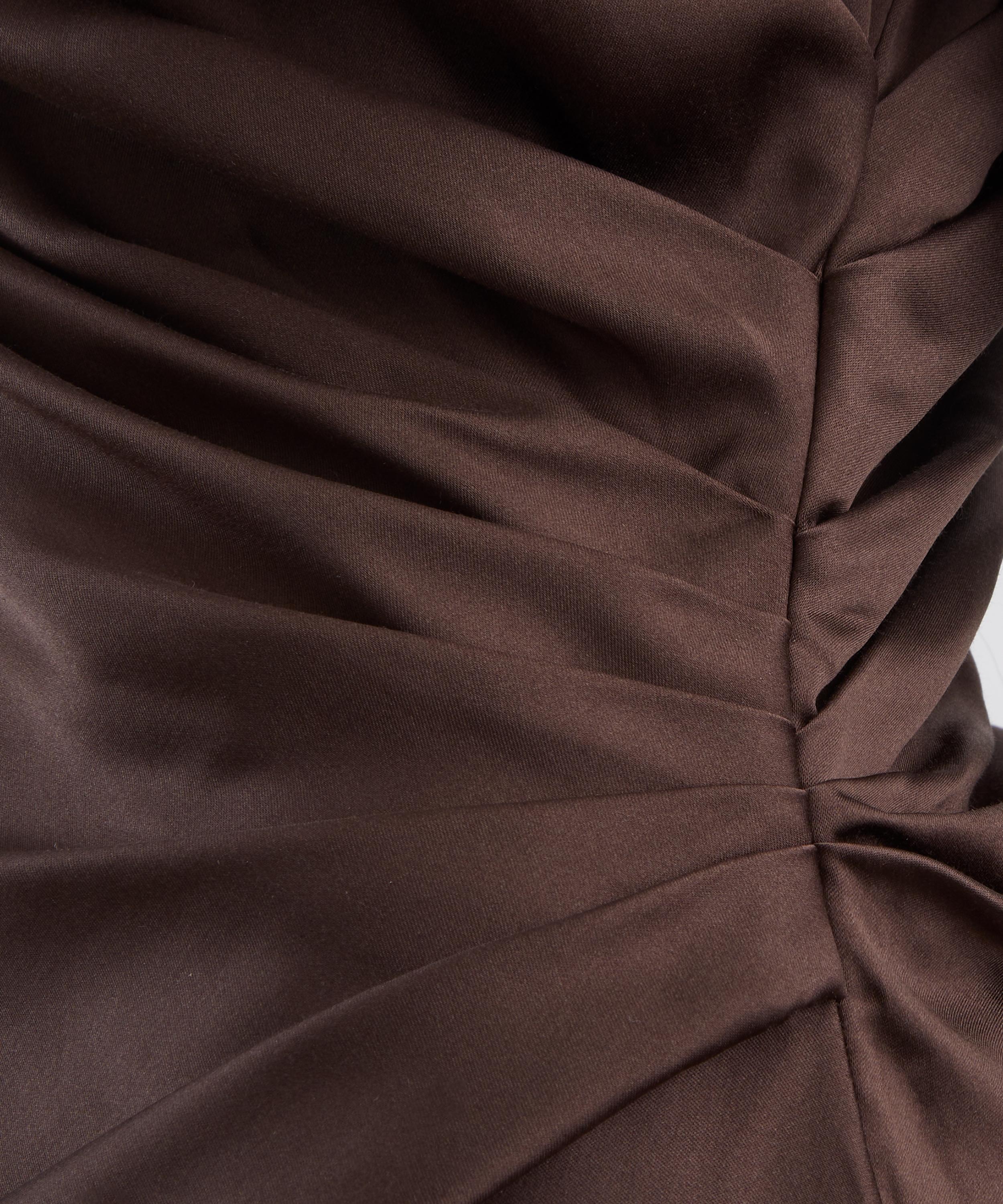 LOULOU DE SAISON - Fabio Draped Satin Dress in Brown image number 4