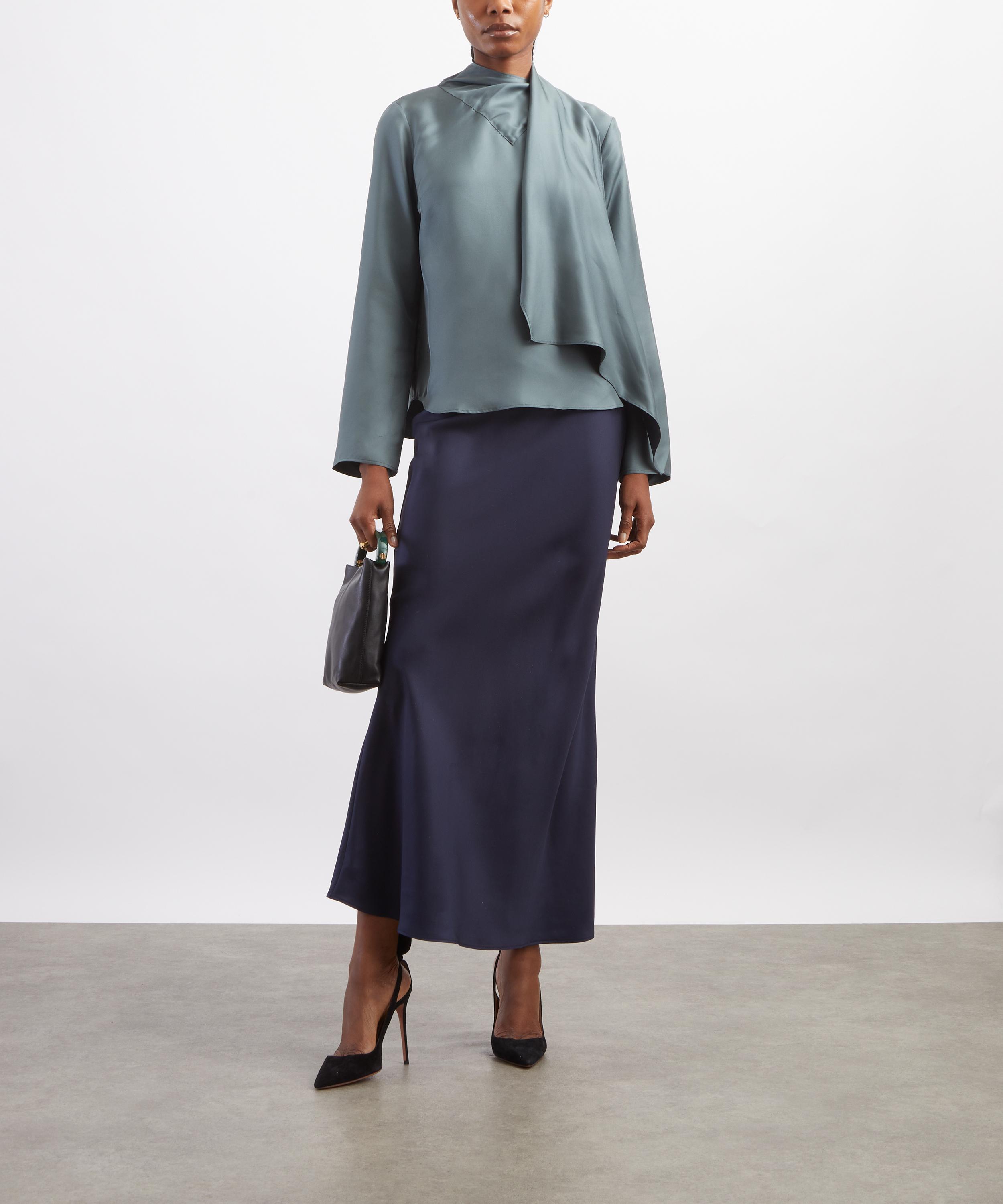 LOULOU DE SAISON - Gala Deep Green Foulard Silk Twill Top image number 1
