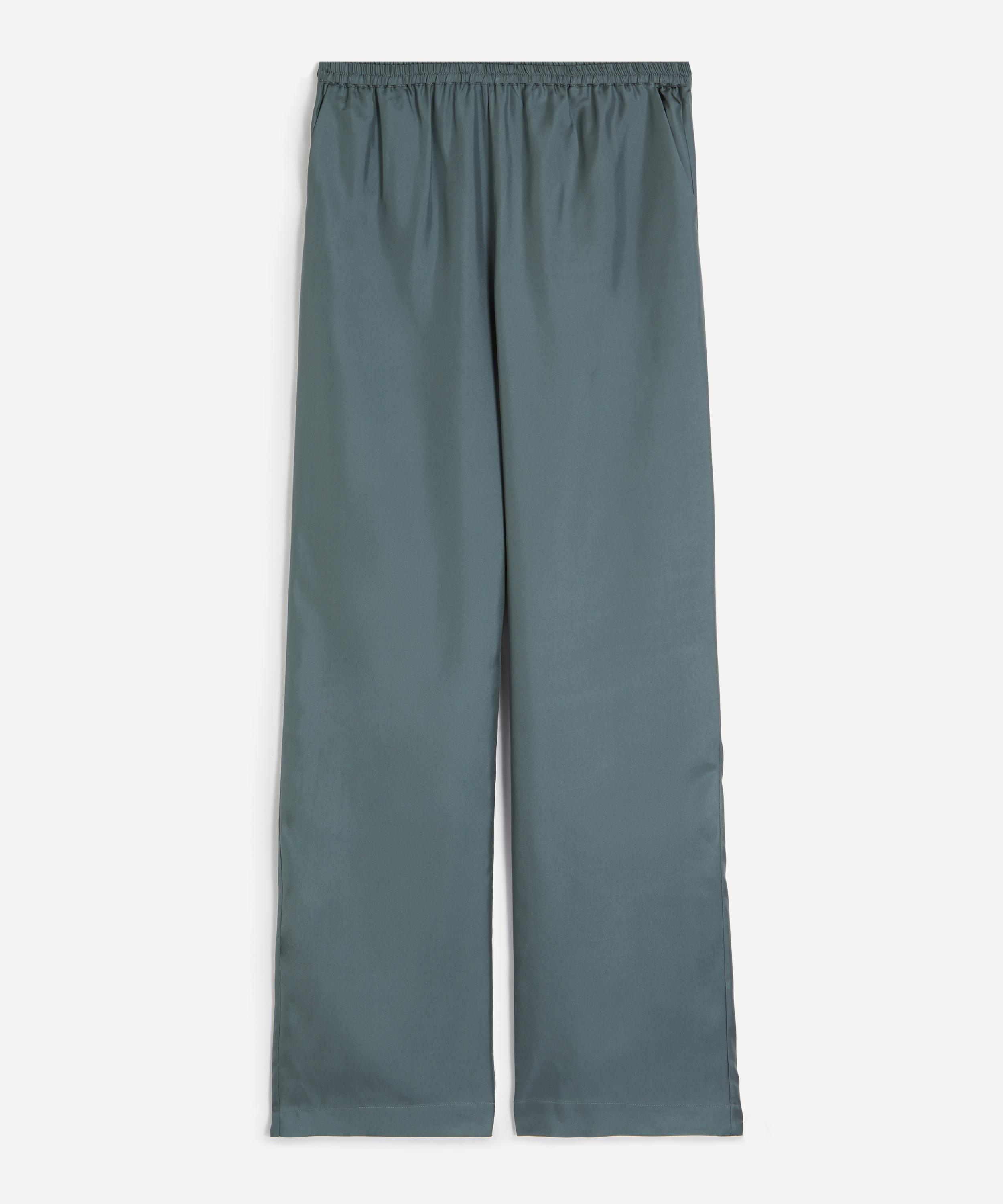 LOULOU DE SAISON - Alera Deep Green Silk Twill Trousers image number 0