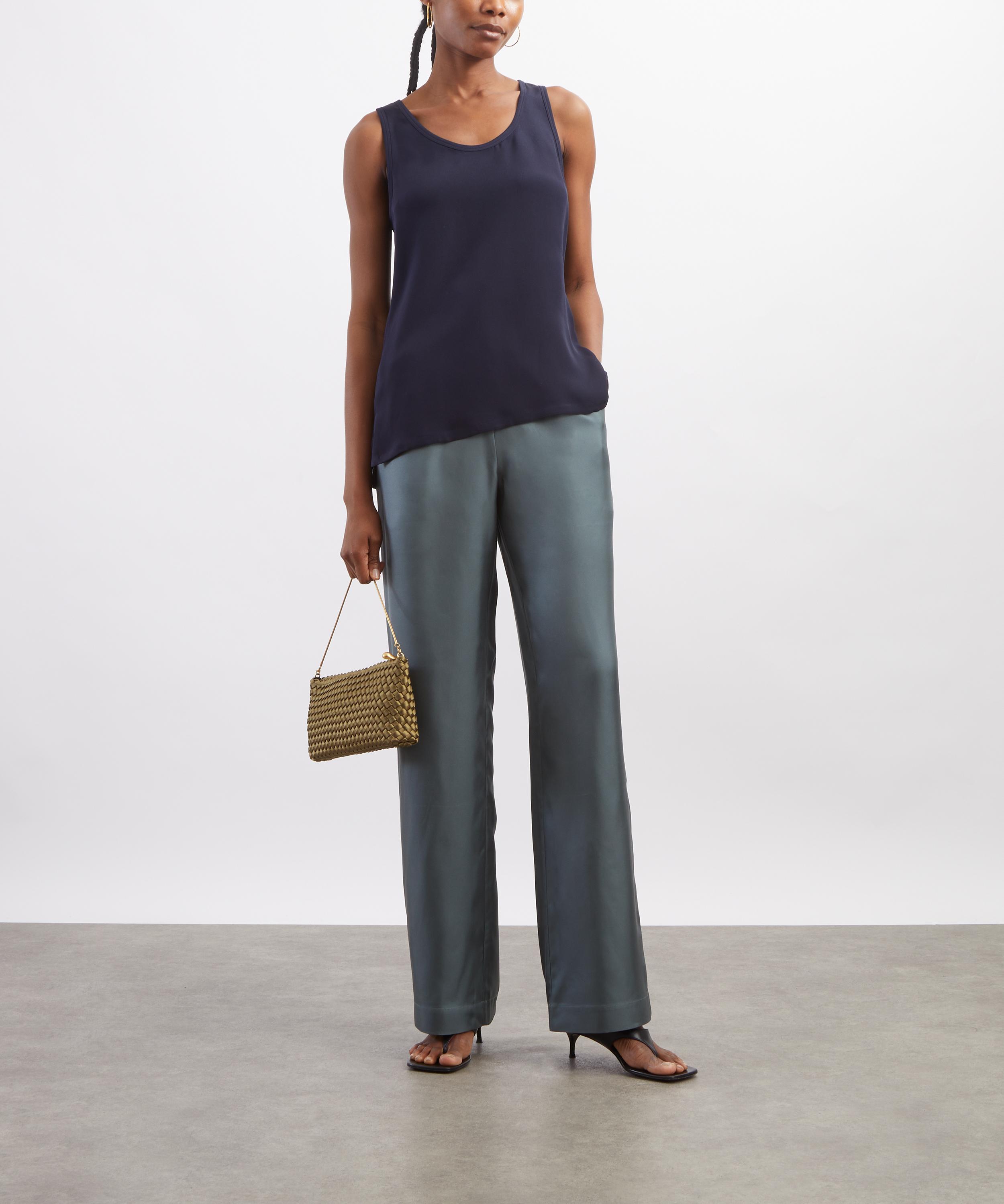 LOULOU DE SAISON - Alera Deep Green Silk Twill Trousers image number 1