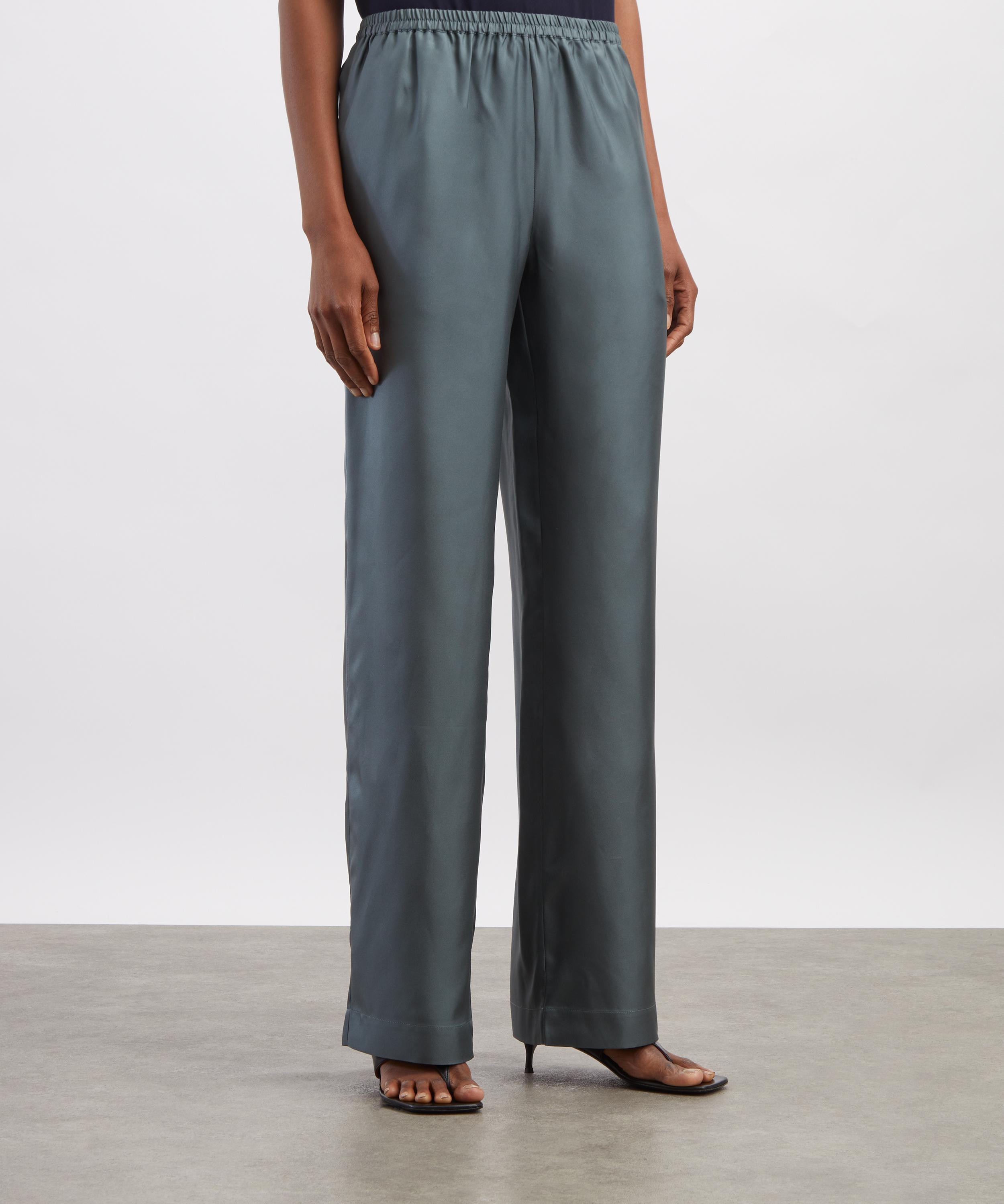 LOULOU DE SAISON - Alera Deep Green Silk Twill Trousers image number 2