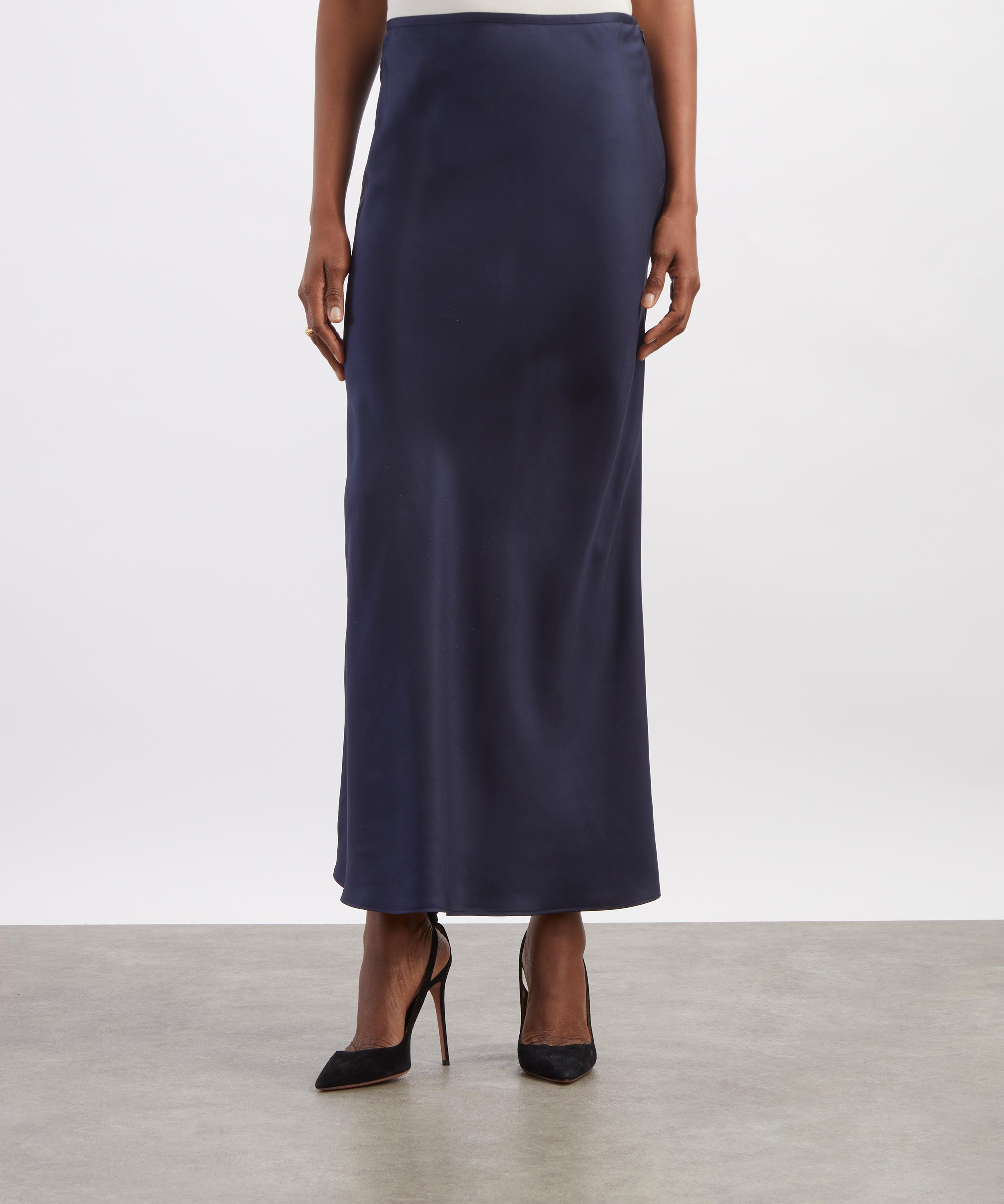 LOULOU DE SAISON - Eli Navy Silk Twill Maxi Skirt image number 2