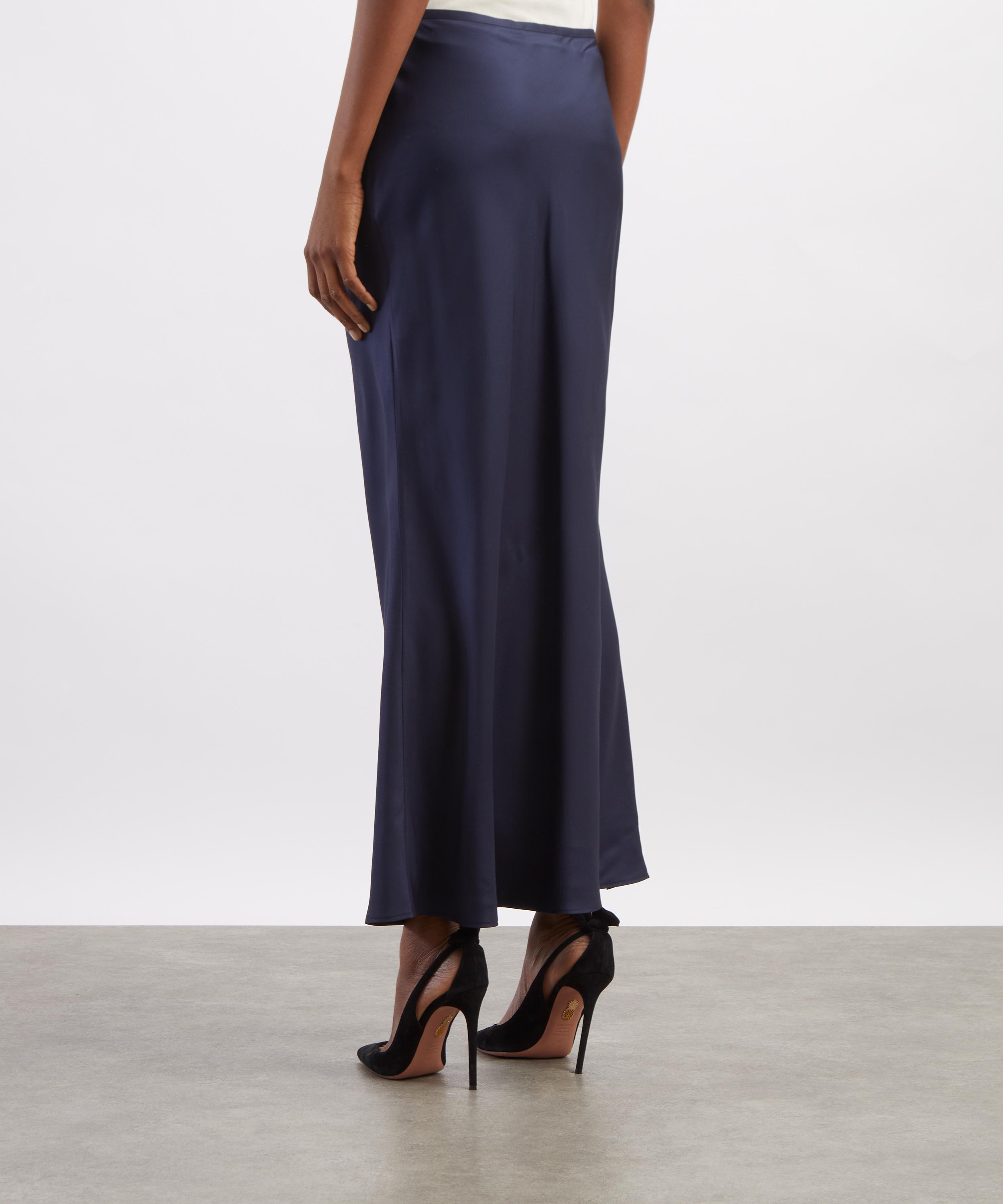 LOULOU DE SAISON - Eli Navy Silk Twill Maxi Skirt image number 3
