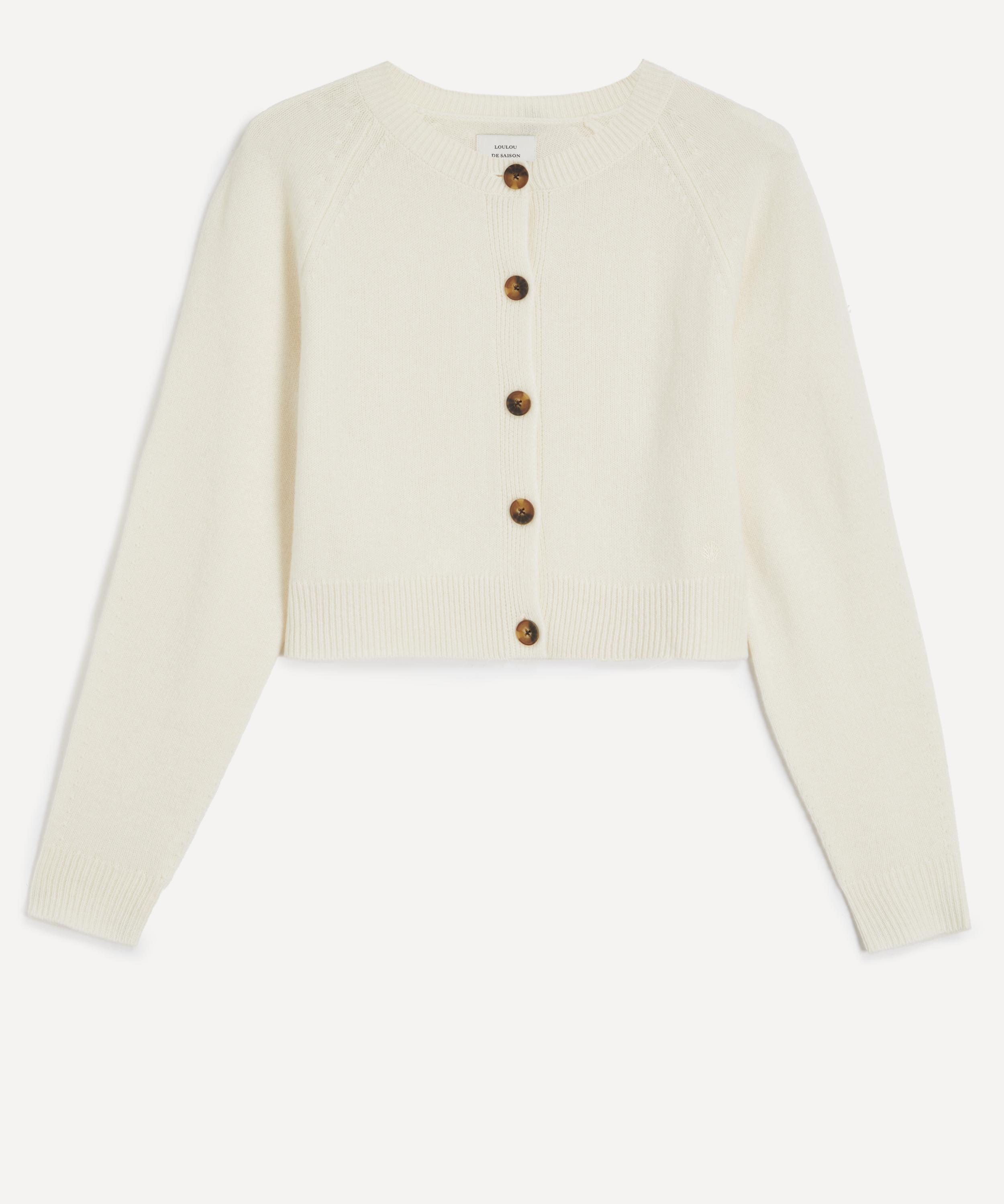 LOULOU DE SAISON - Heike Ivory Cropped Cashmere Cardigan