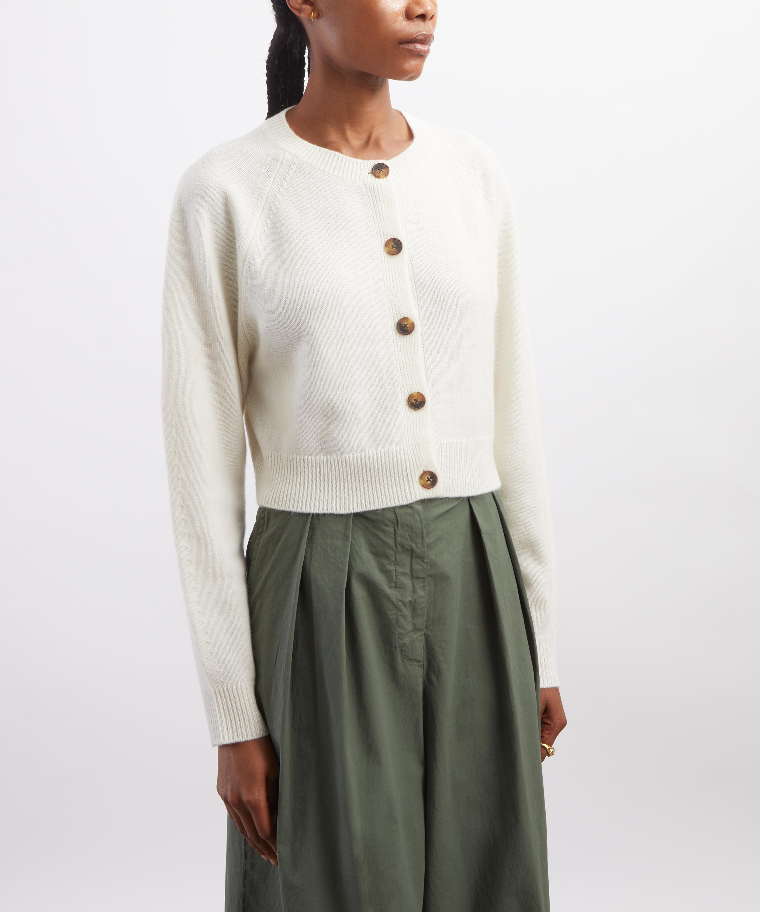 LOULOU DE SAISON - Heike Ivory Cropped Cashmere Cardigan image number 2