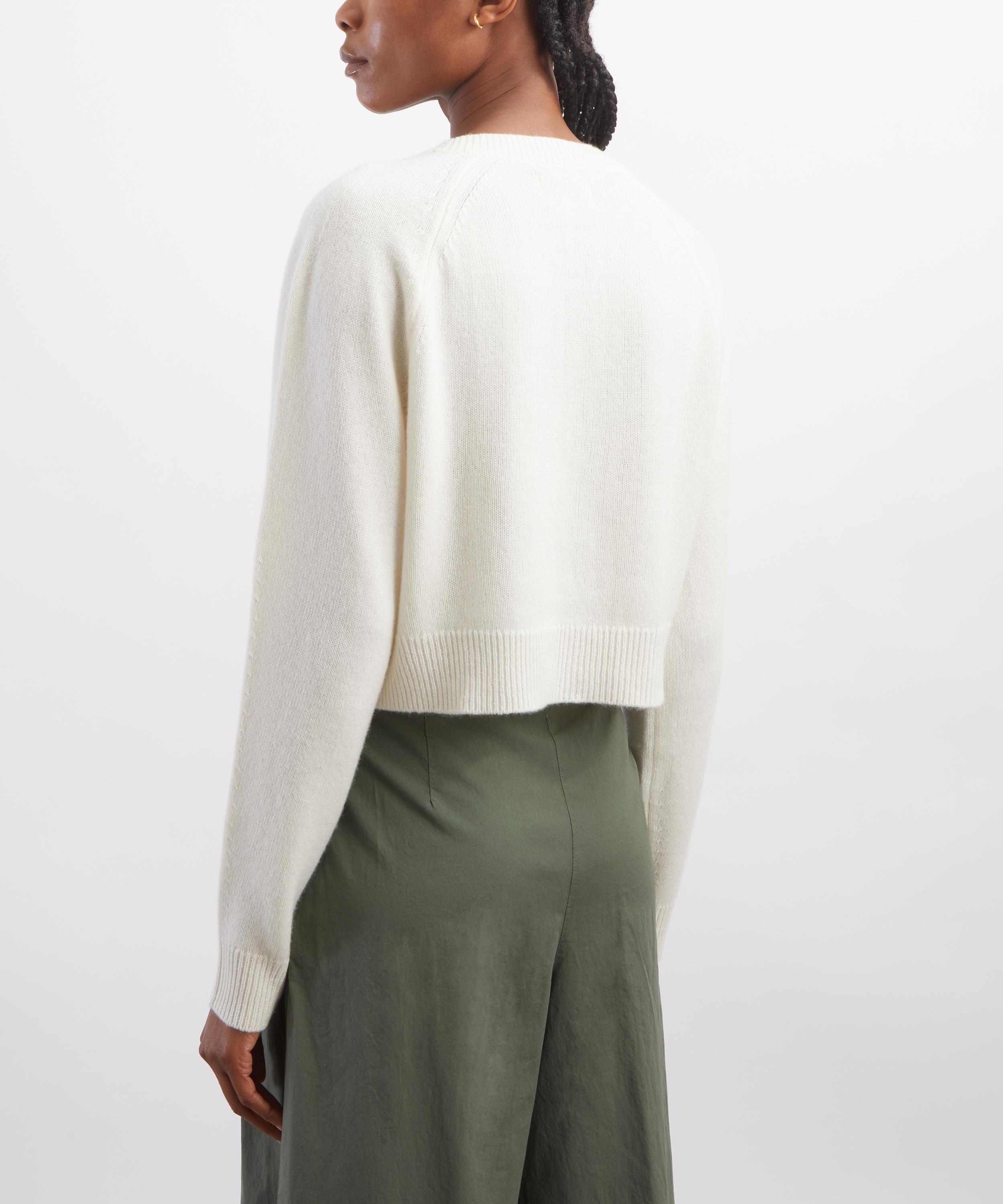 LOULOU DE SAISON - Heike Ivory Cropped Cashmere Cardigan image number 3