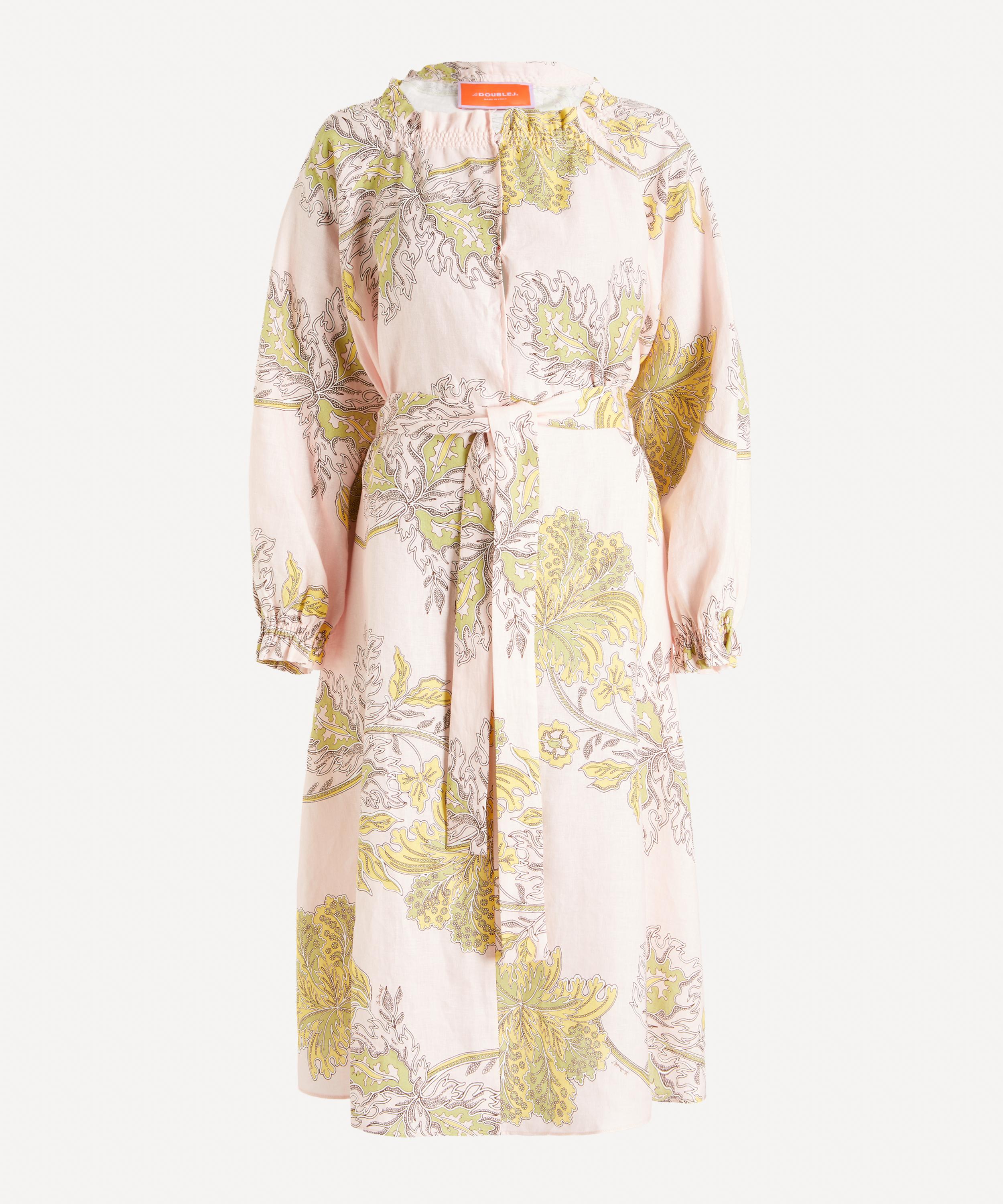 La DoubleJ - Cerere Swathe Plac&eacute;e Pink Linen Shirt Dress image number 0