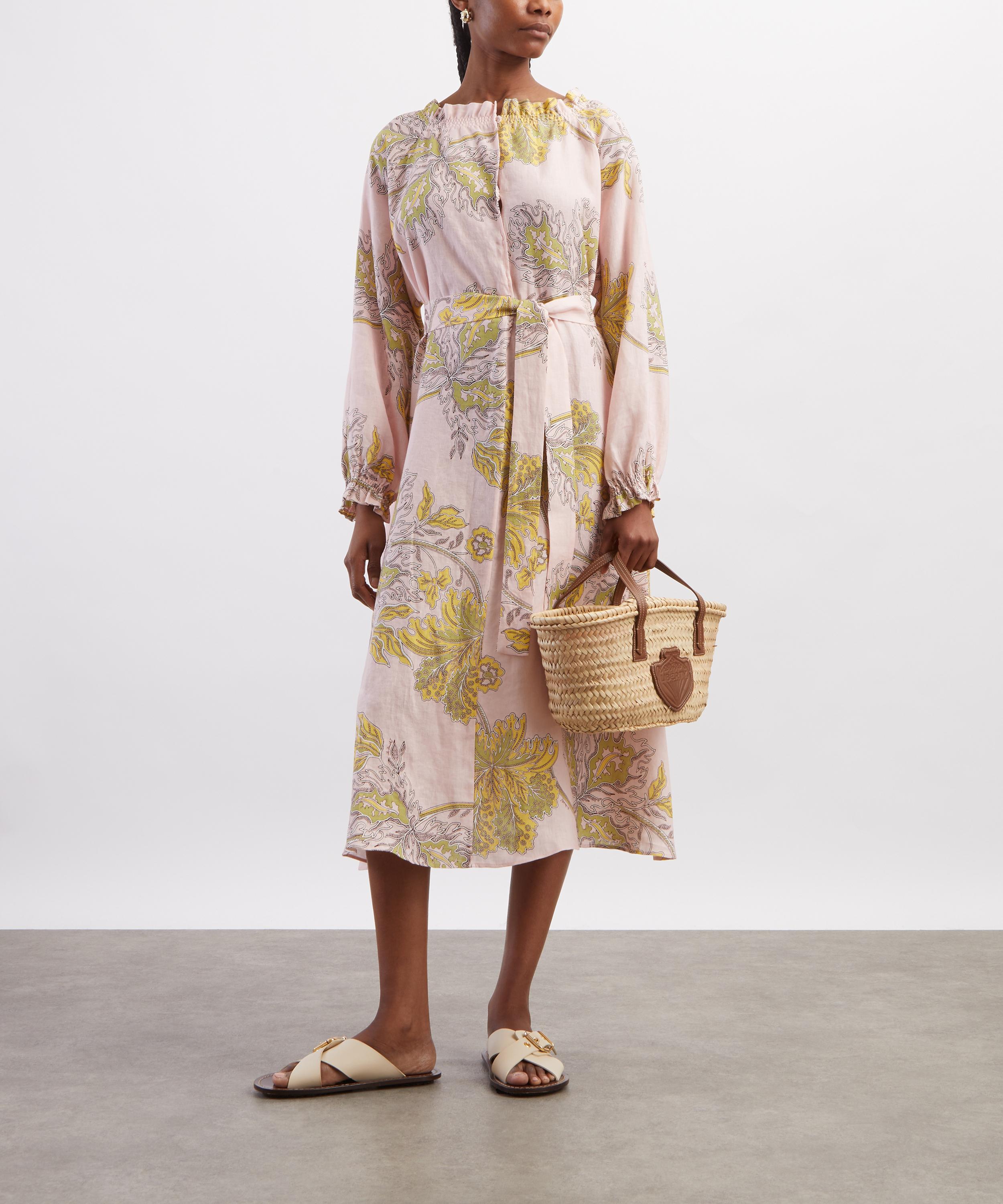 La DoubleJ - Cerere Swathe Plac&eacute;e Pink Linen Shirt Dress image number 1