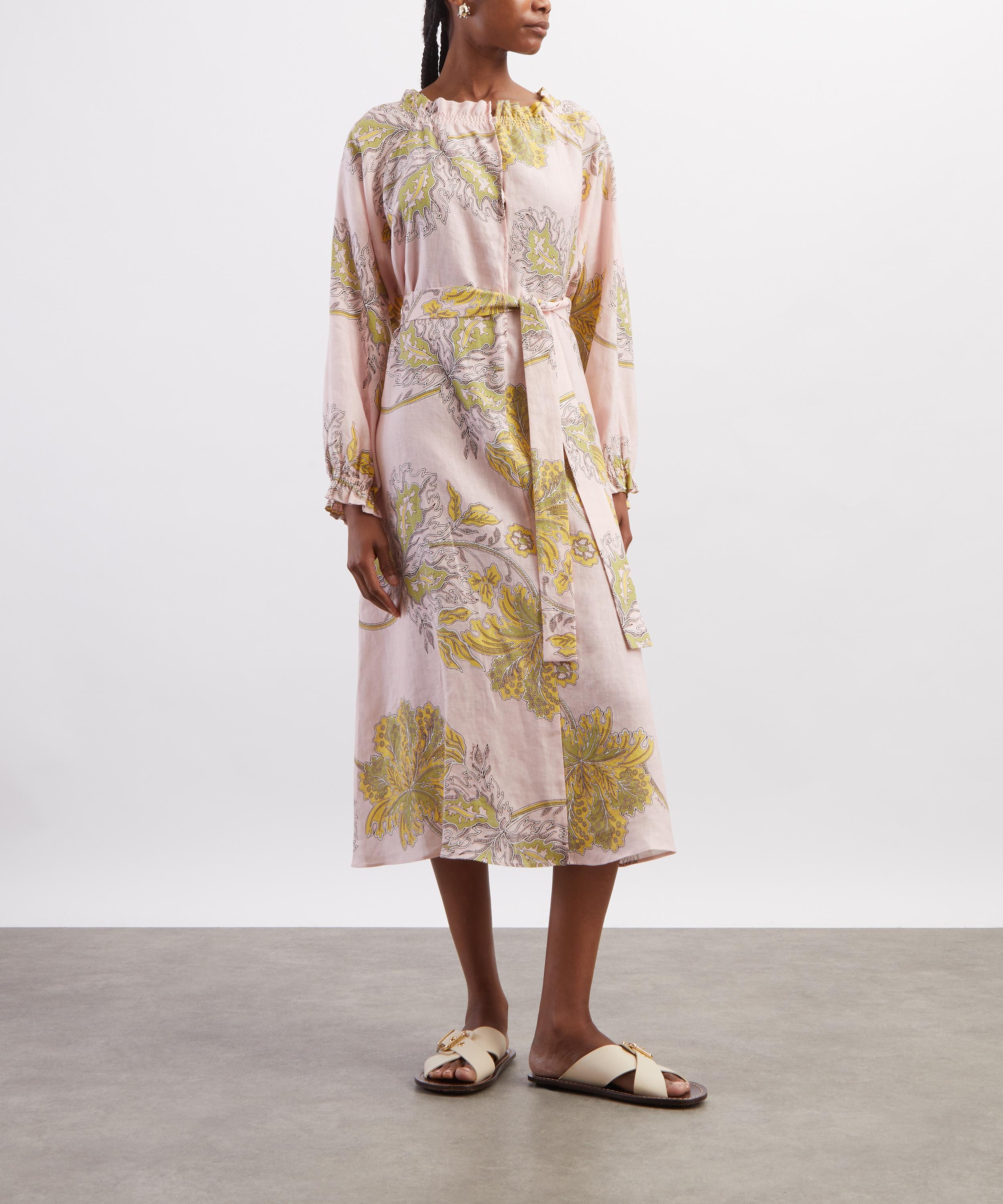 La DoubleJ - Cerere Swathe Plac&eacute;e Pink Linen Shirt Dress image number 2