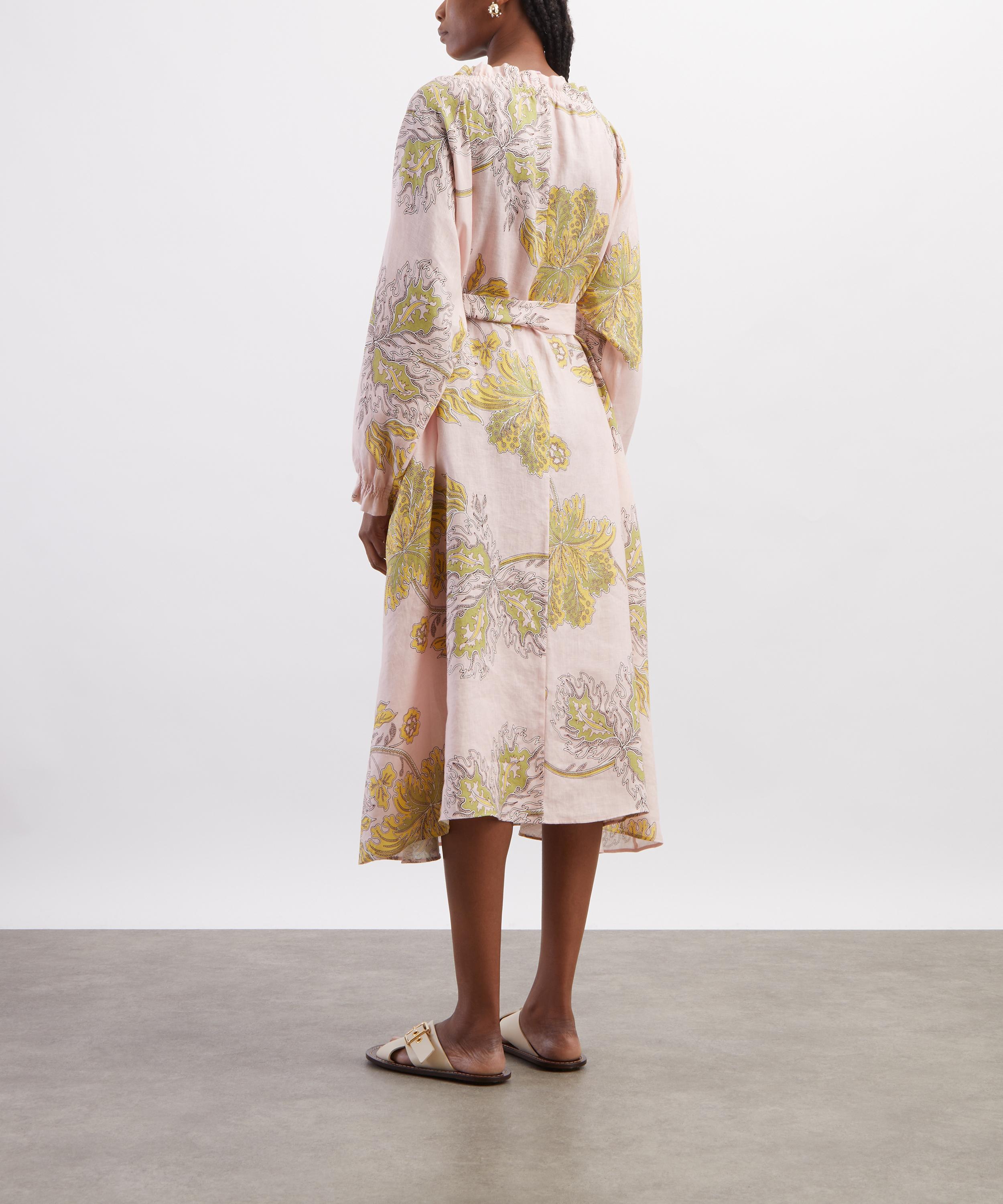 La DoubleJ - Cerere Swathe Plac&eacute;e Pink Linen Shirt Dress image number 3
