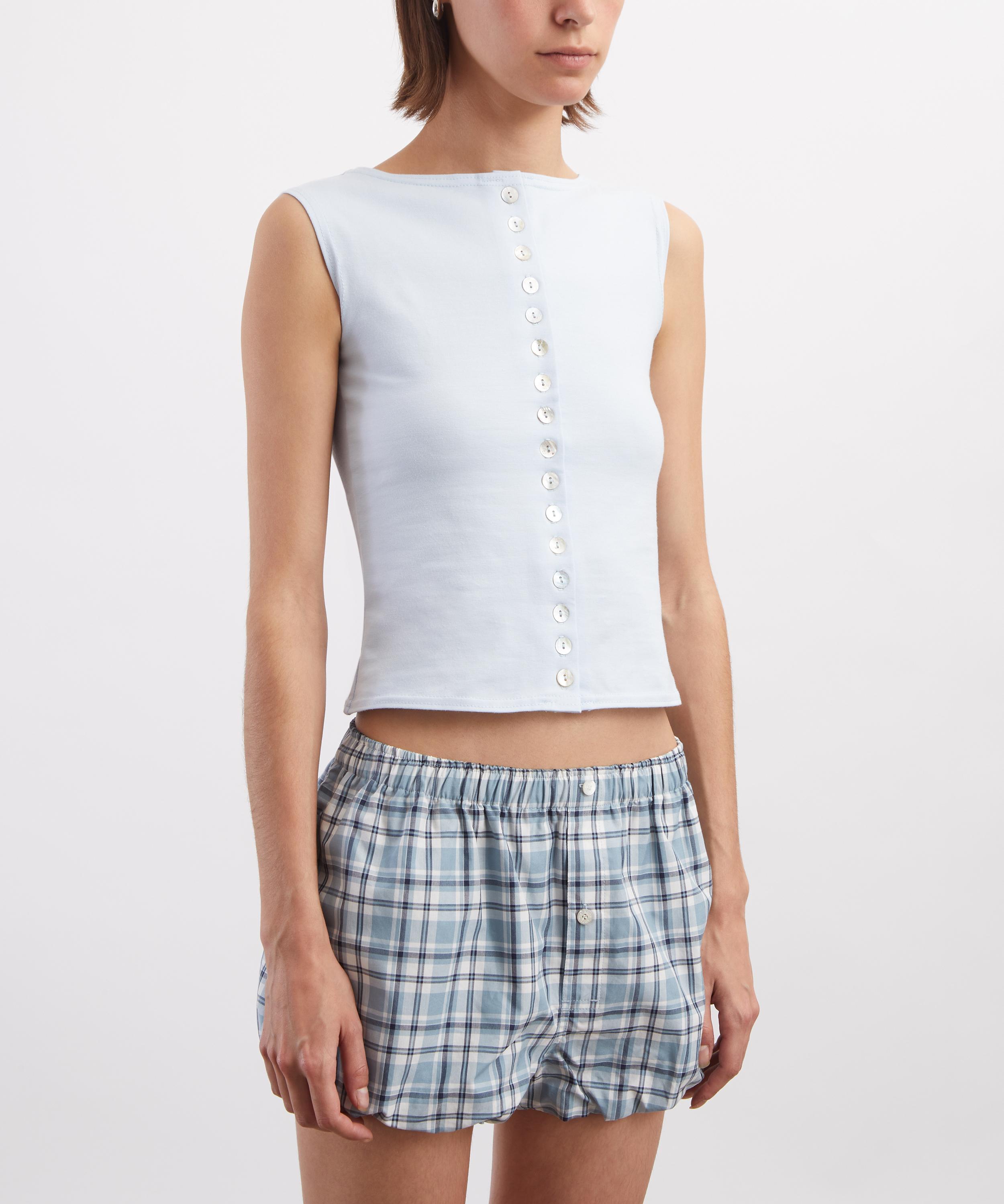 Susamusa - Sadaf Blue Jersey Buttoned Top image number 2