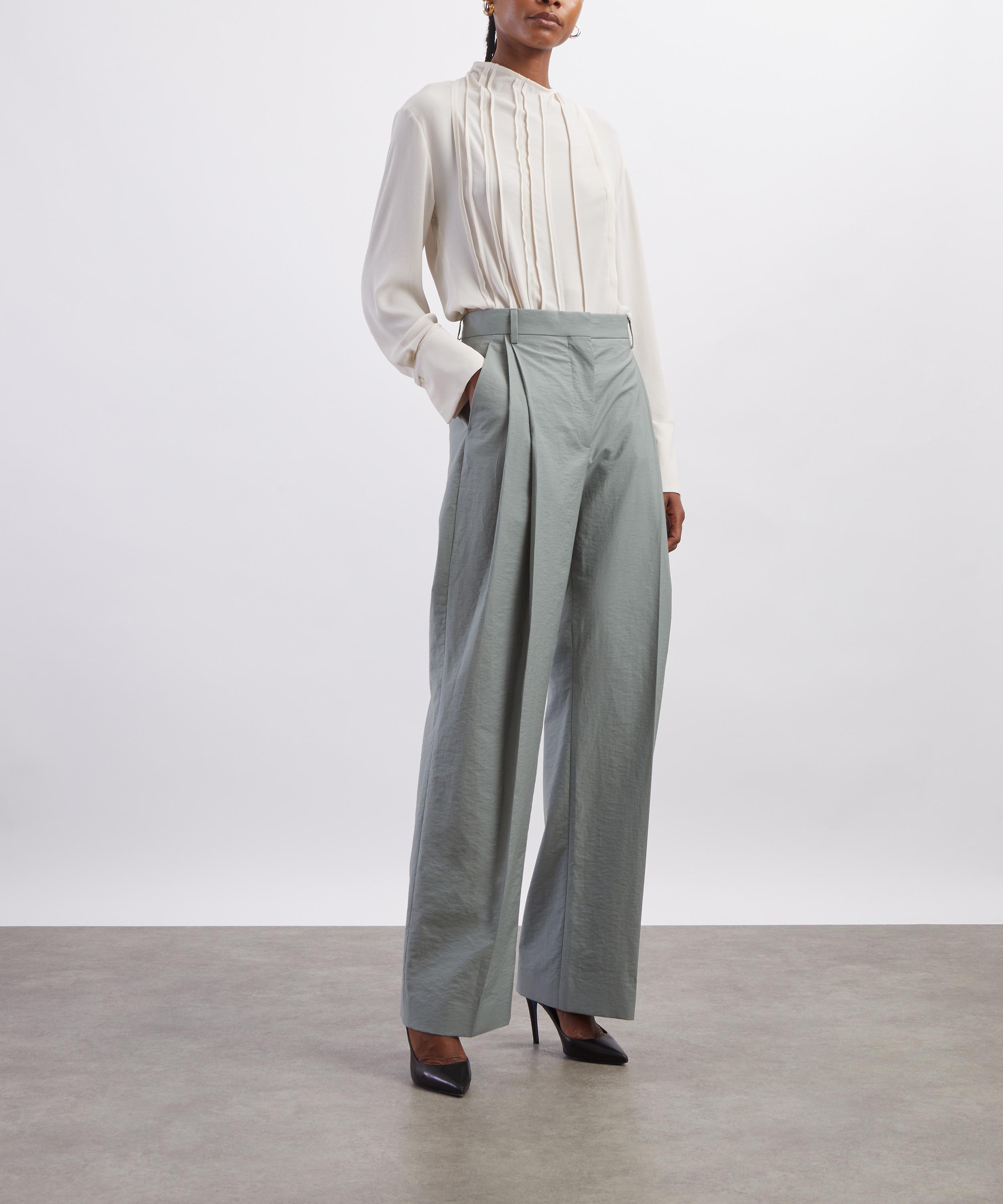 Stella McCartney - Steel Pleated Straight-Leg Trousers image number 1
