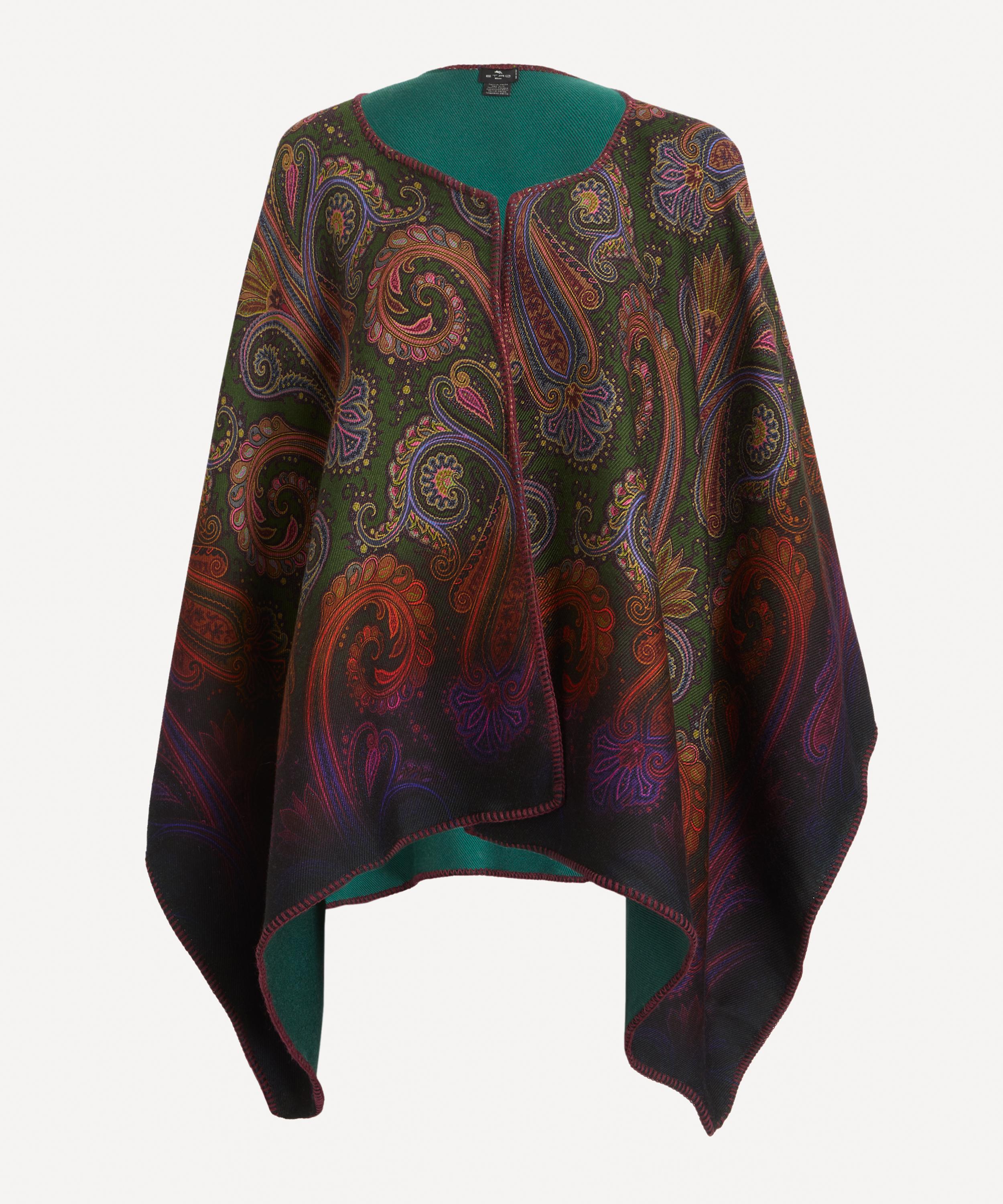 Etro - Reversible Paisley Degrad&eacute; Wool-Blend Cloth Cape image number 0