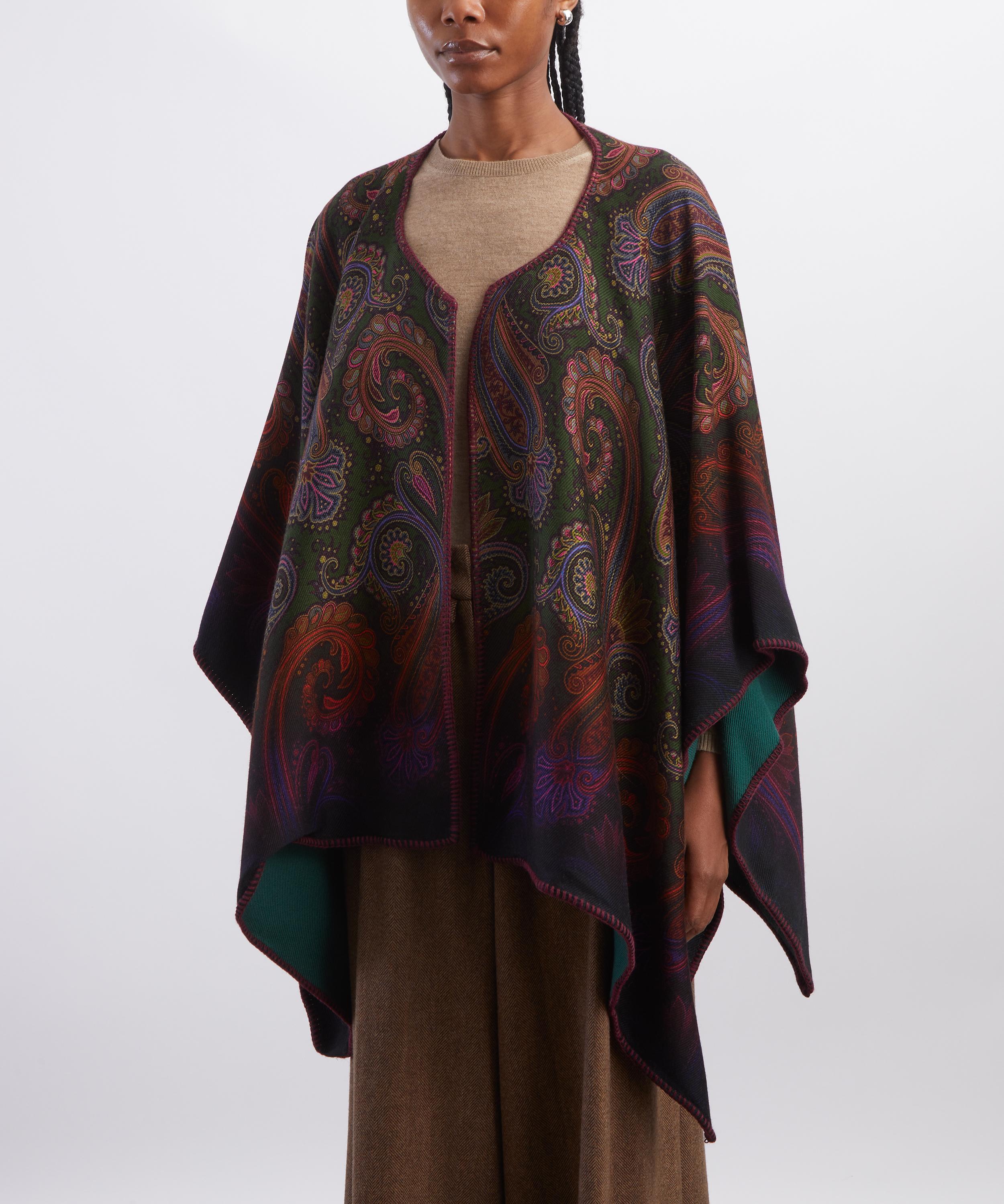 Etro - Reversible Paisley Degrad&eacute; Wool-Blend Cloth Cape image number 2