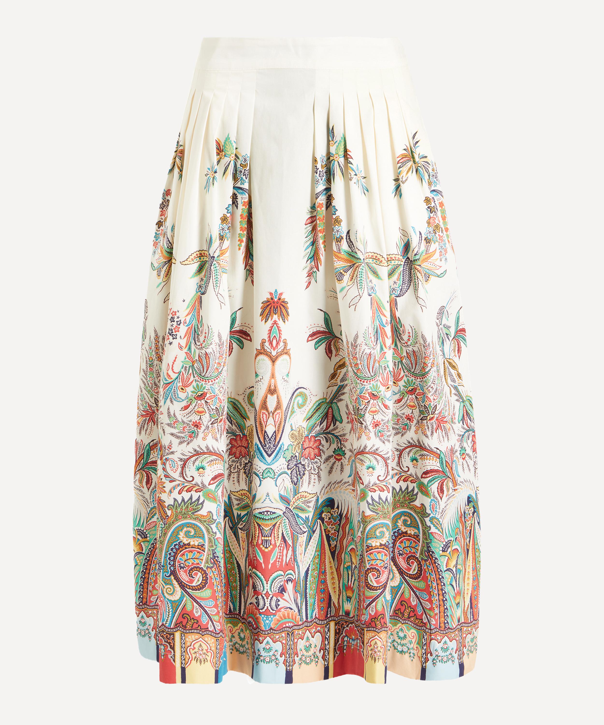 Etro - Paisley Botanical Pleated Cotton Midi-Skirt image number 0