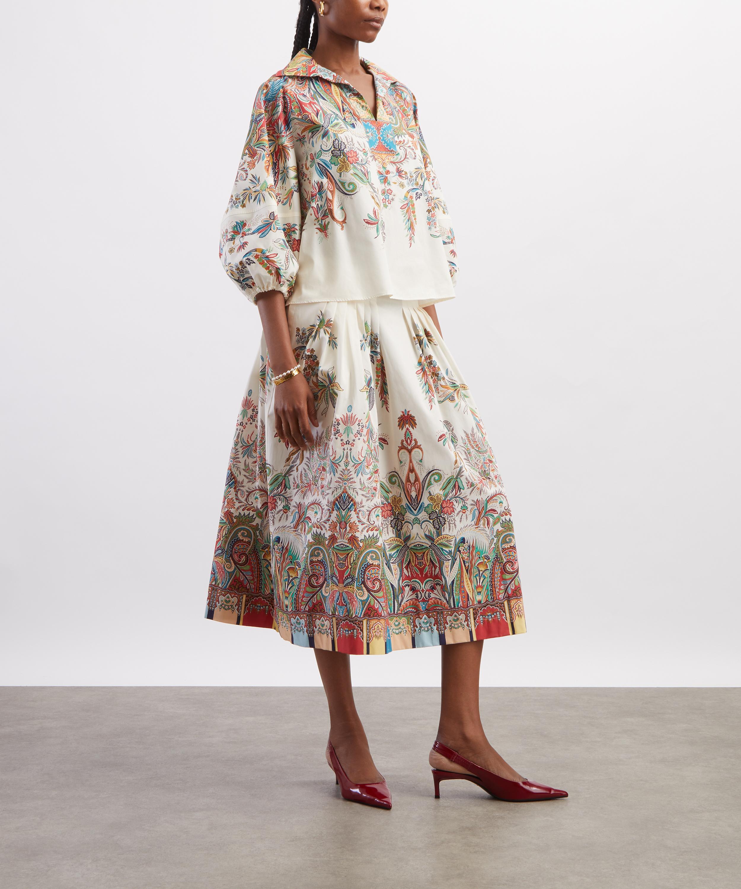Etro - Paisley Botanical Pleated Cotton Midi-Skirt image number 1