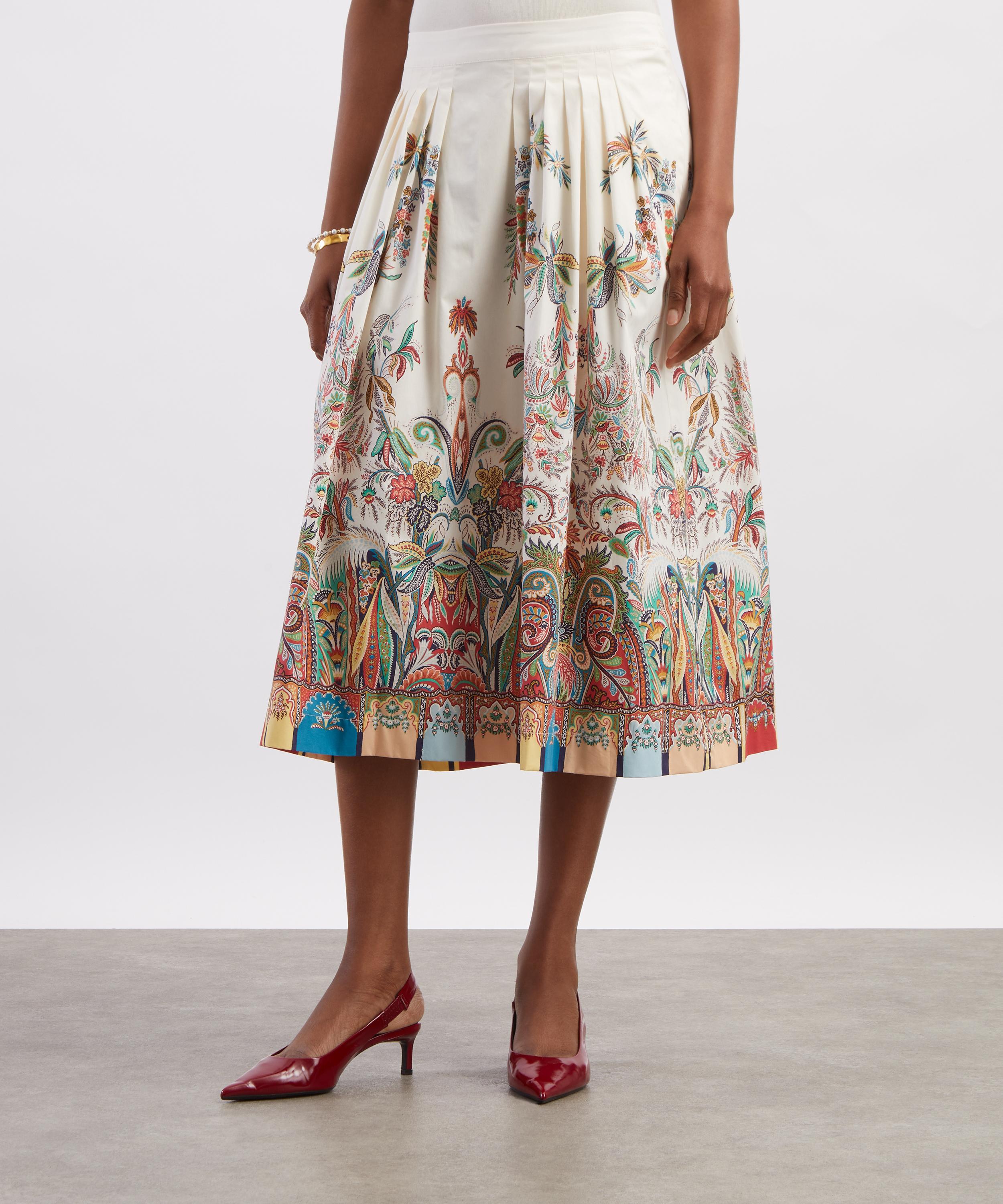 Etro - Paisley Botanical Pleated Cotton Midi-Skirt image number 2